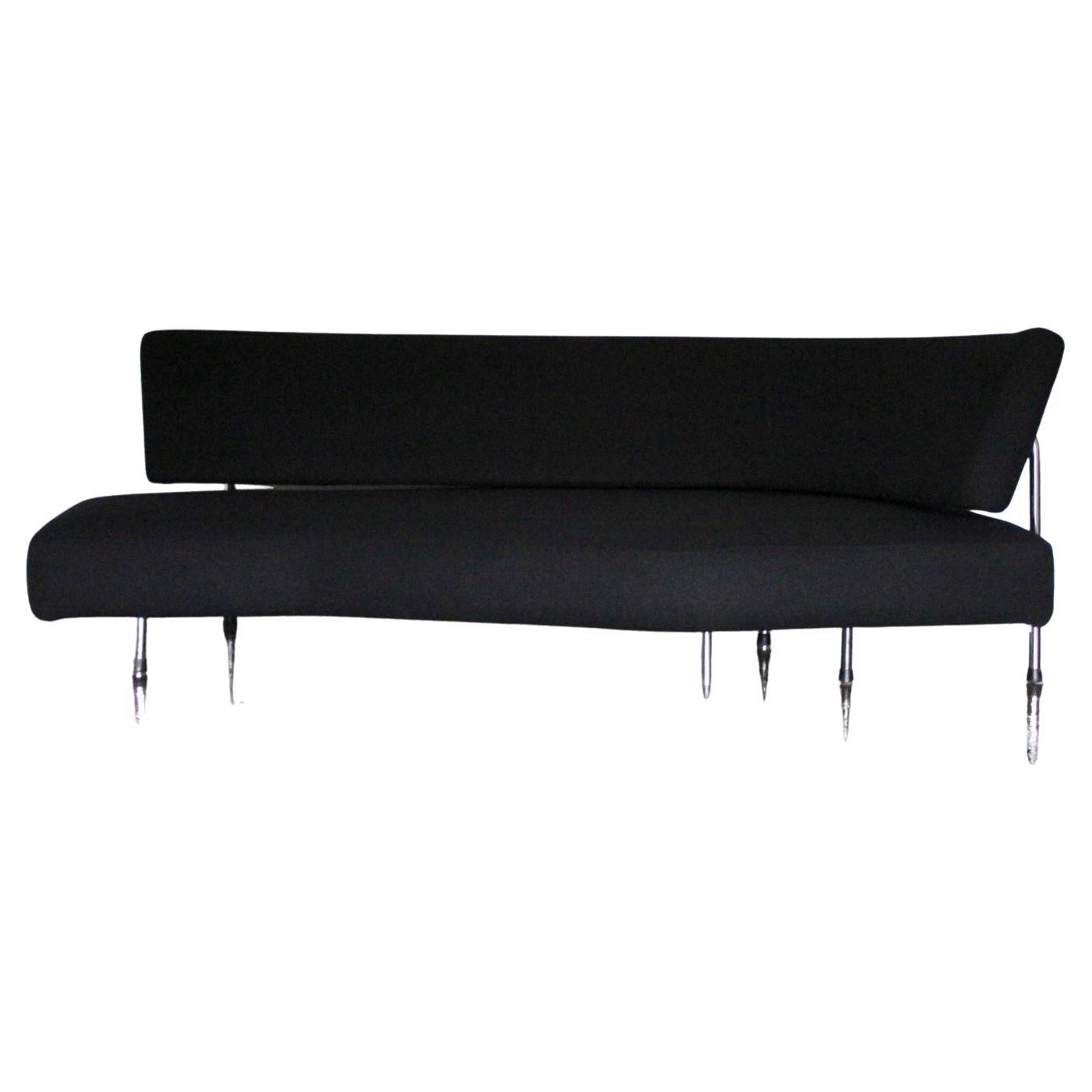 Edra “Shark” Sofa Chaise, in Jet Black Wool For Sale
