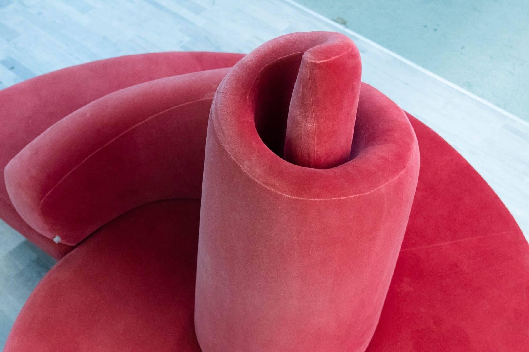 Rundes rotes Sofa „Tatlin“ von Edra, Italien, 1989 (Italienisch)