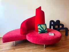 Edra Tatlin Sofa Loveseat von Mario Cananzi + Roberto Semprini, roter Samt ITALY