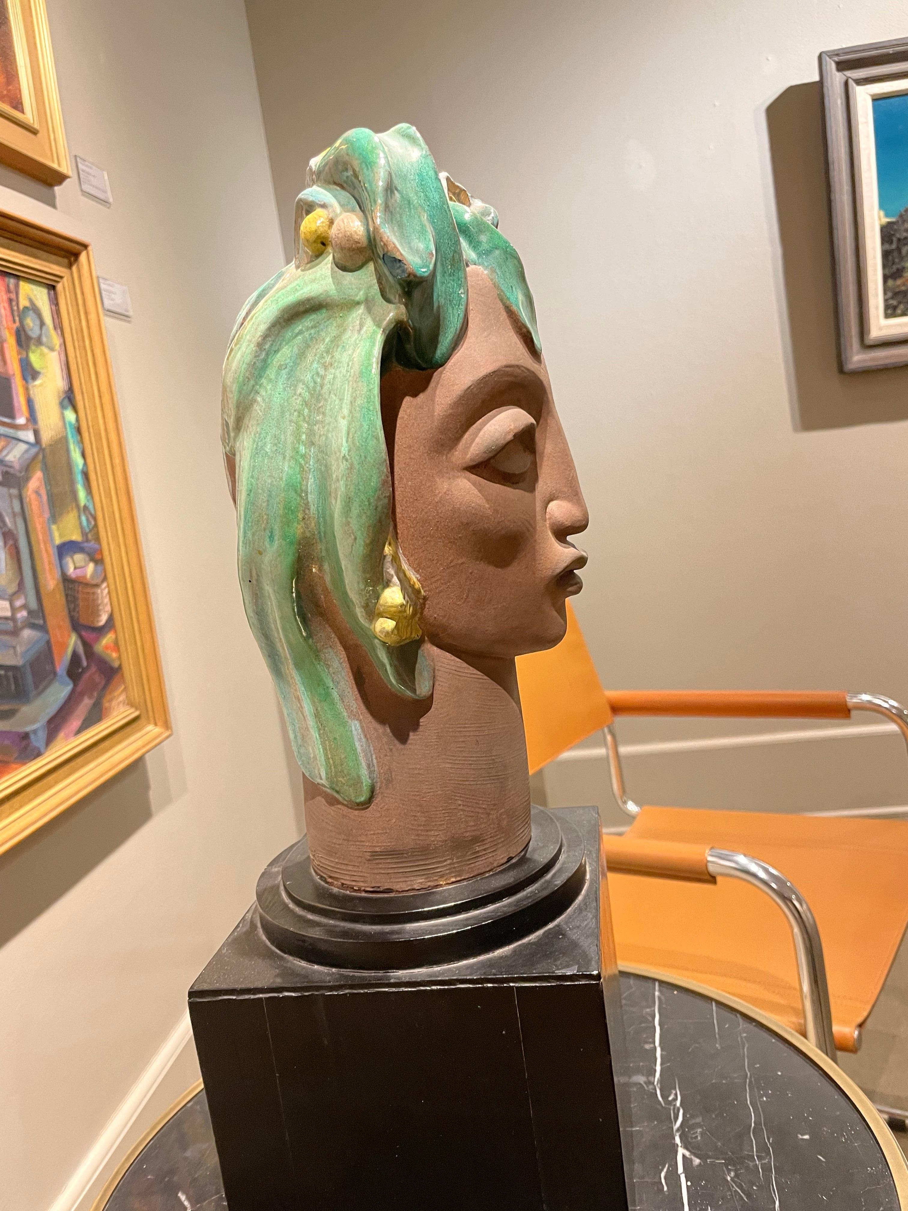 Earth, Ceramic Figural Female Head by Cleveland School Artist 2