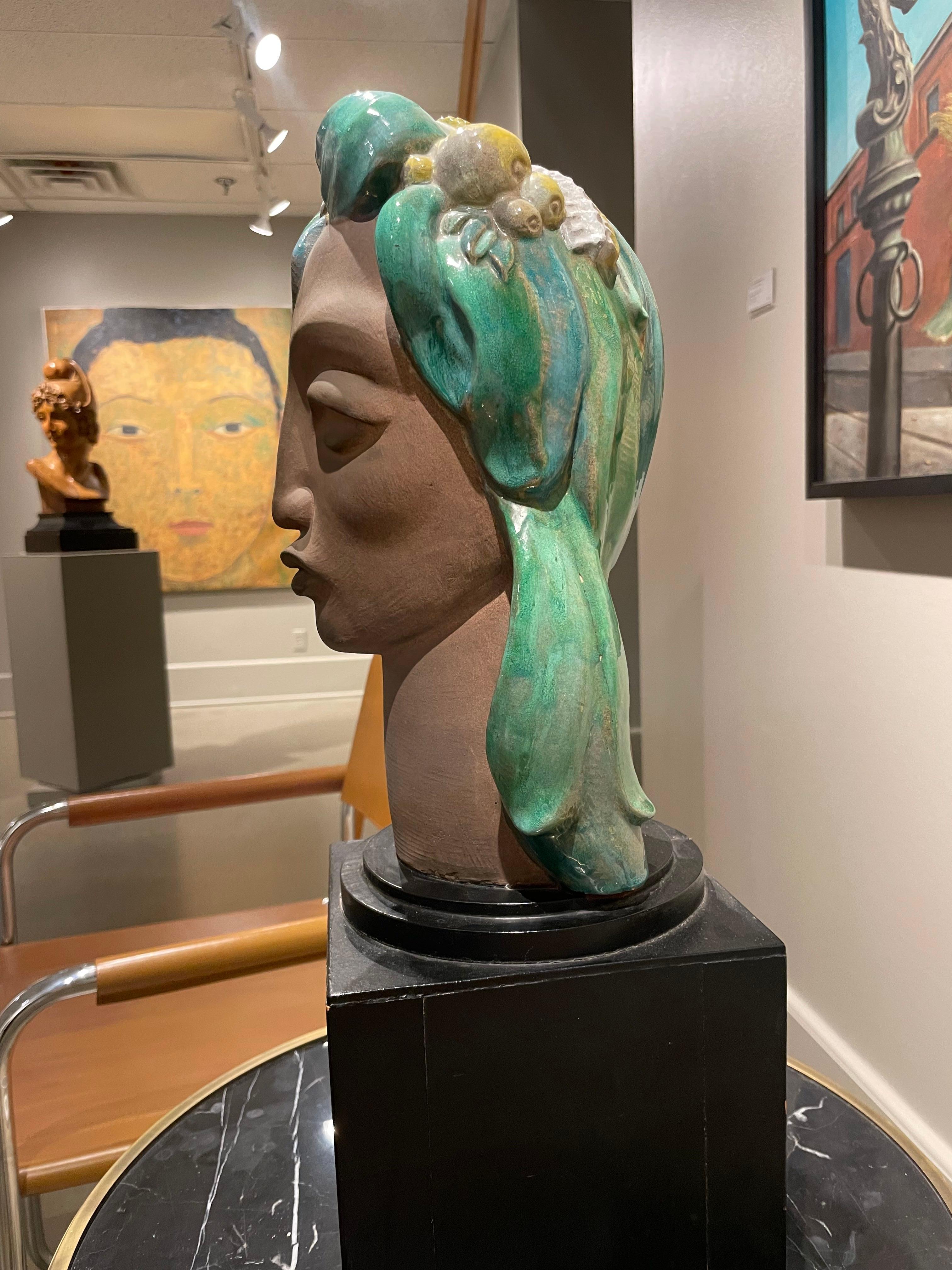 Earth, Ceramic Figural Female Head by Cleveland School Artist 3