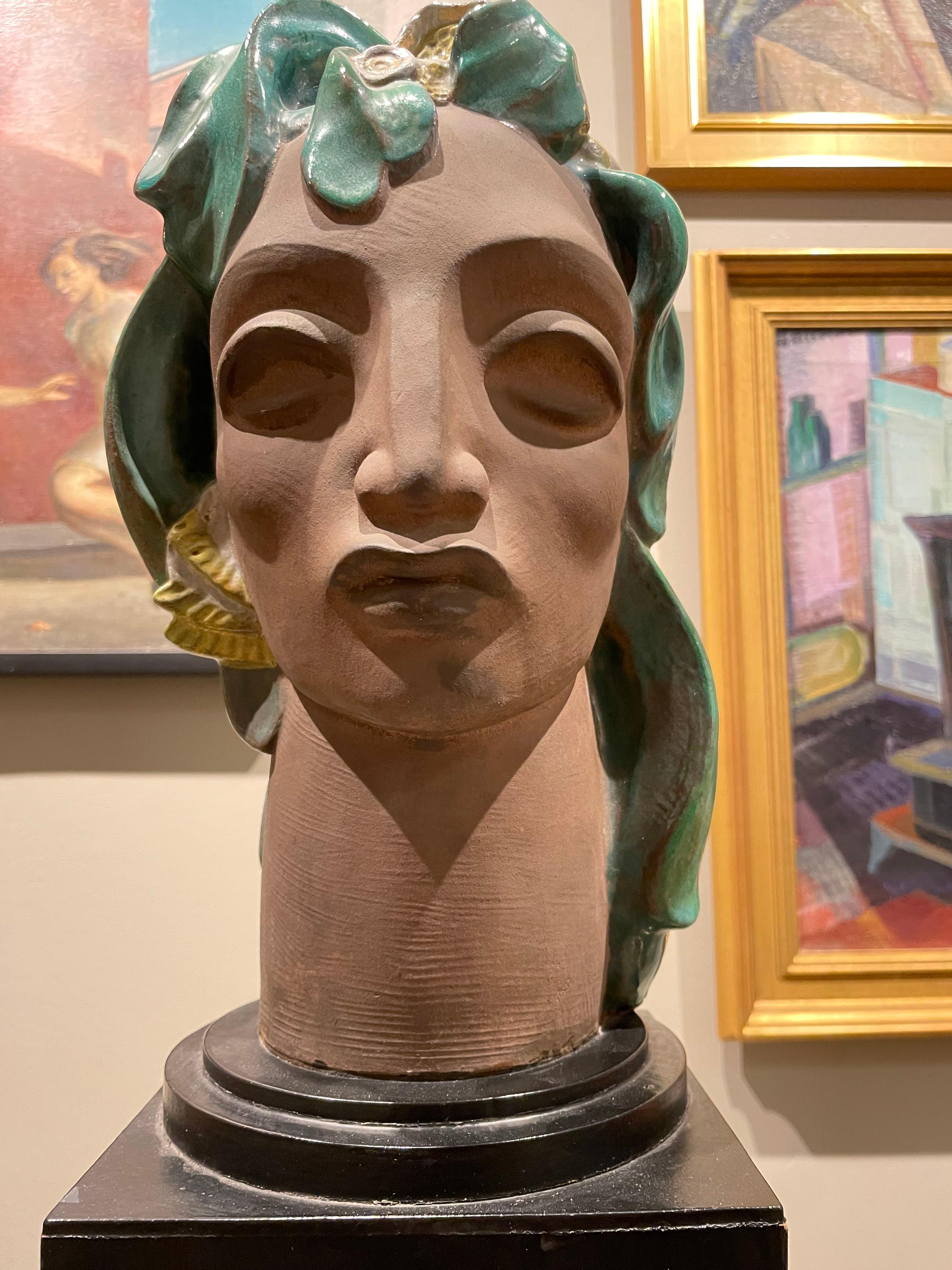 Earth, Ceramic Figural Female Head by Cleveland School Artist 4