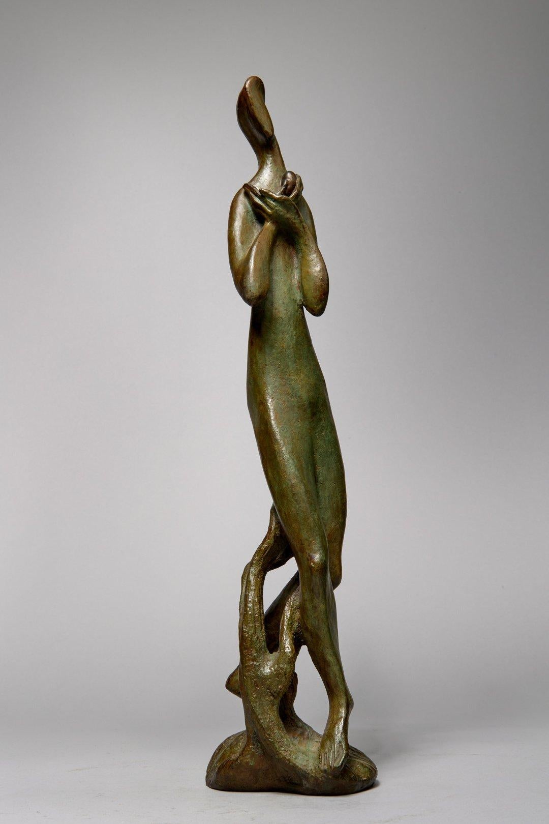 Vernal Equinox, 20th Century Bronze Figure of Woman, Cleveland School Artist - American Modern Sculpture by Edris Eckhardt