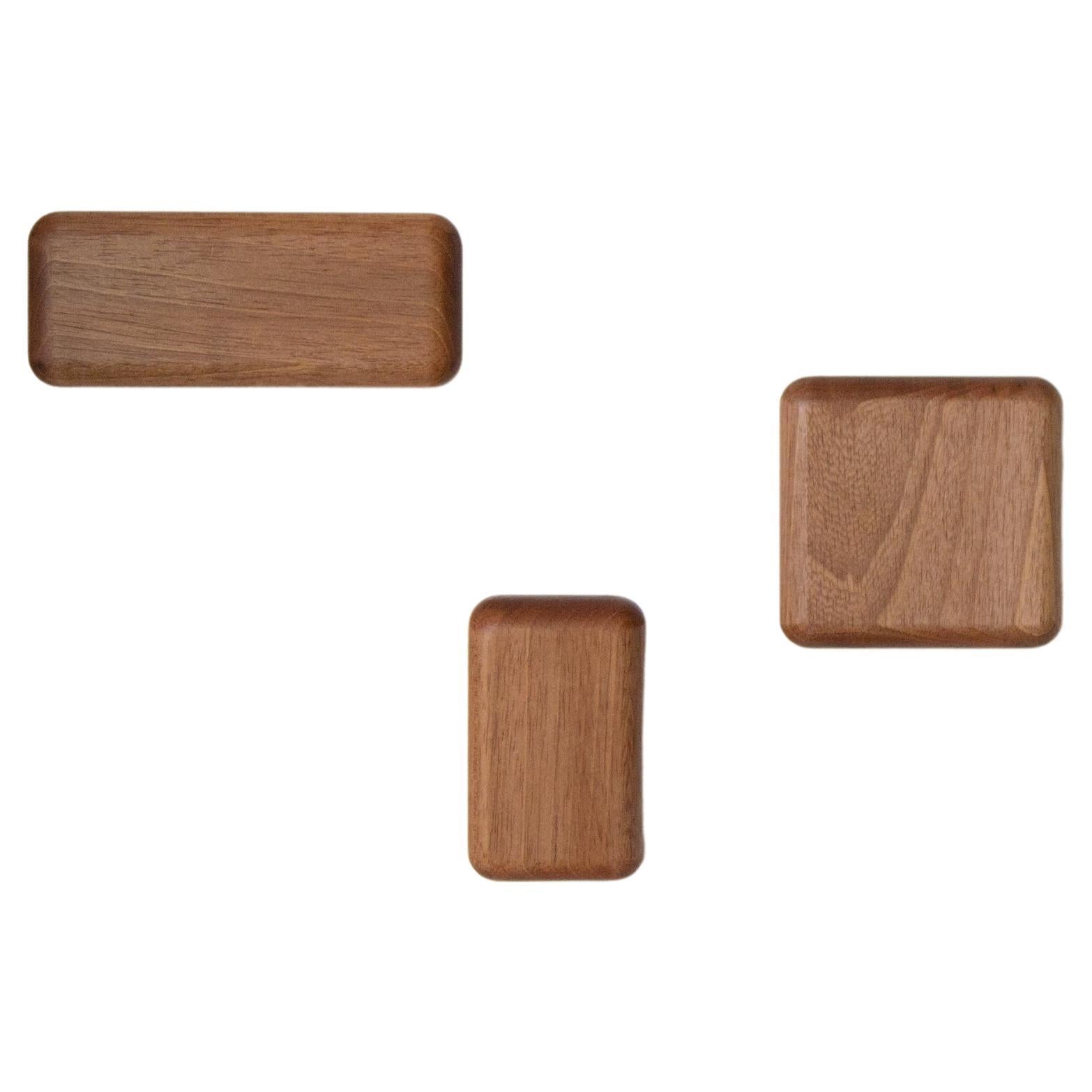 Edros Wall Hanger 03 pieces — Handmade Solid Wood Contemporary Brazilian Design For Sale