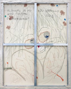 „Flowers In My Head Melting Everywhere“, riesiges Originalgemälde, signiert, 64x51 in.