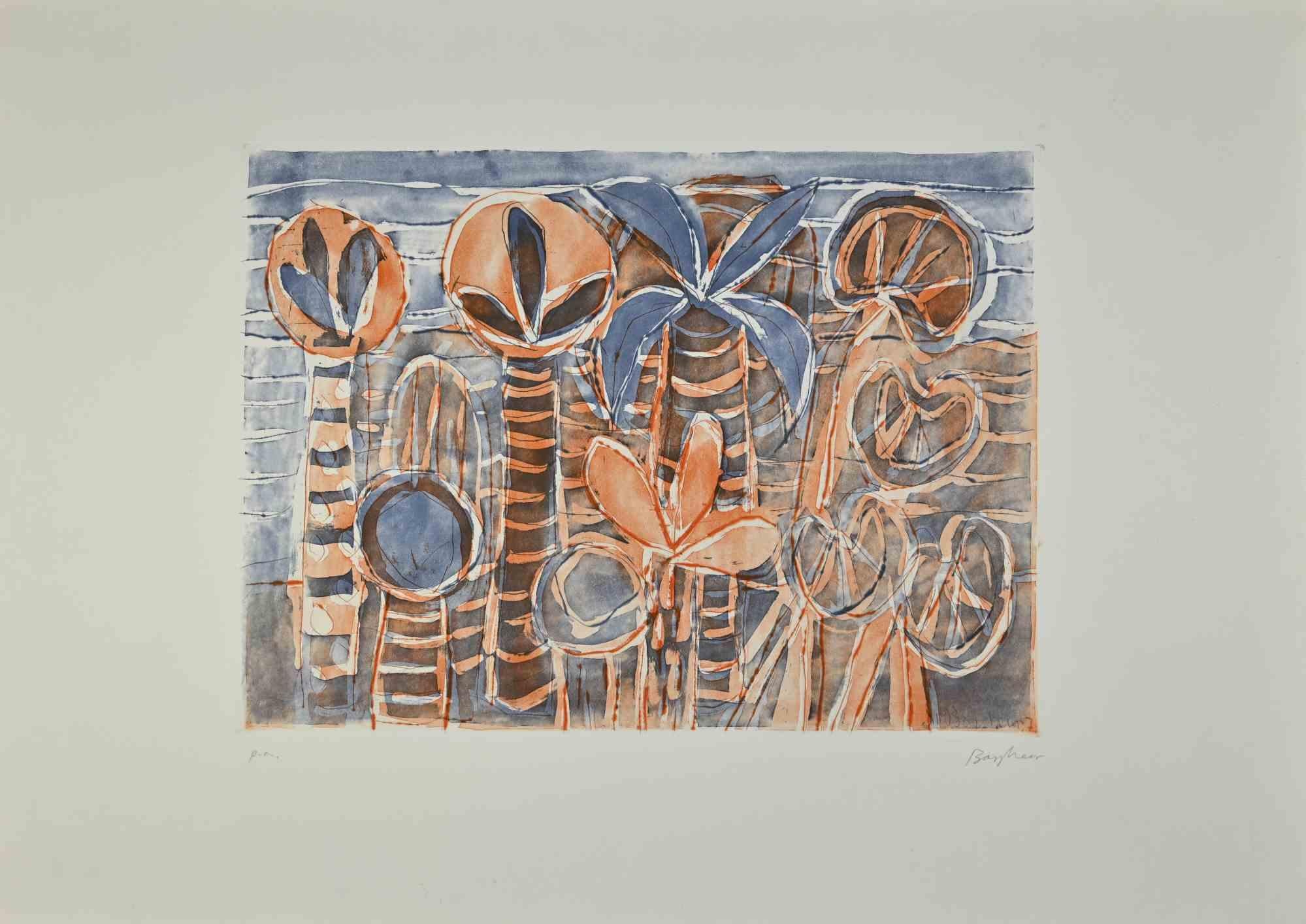 Palm Trees is an etching realized in 1977 by the artist Eduard Bargheer. 

Hand-signed, dated on the lower right margin.

Artist's proof.

Good conditions.