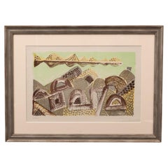 Vintage Eduard Bargheer "Village in the desert", 1973  Color lithograph on laid paper