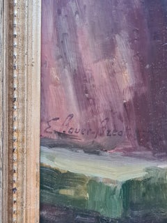 Olio naturalista su tavola di grandi dimensioni, Papaver Orientale, papaveri in vaso