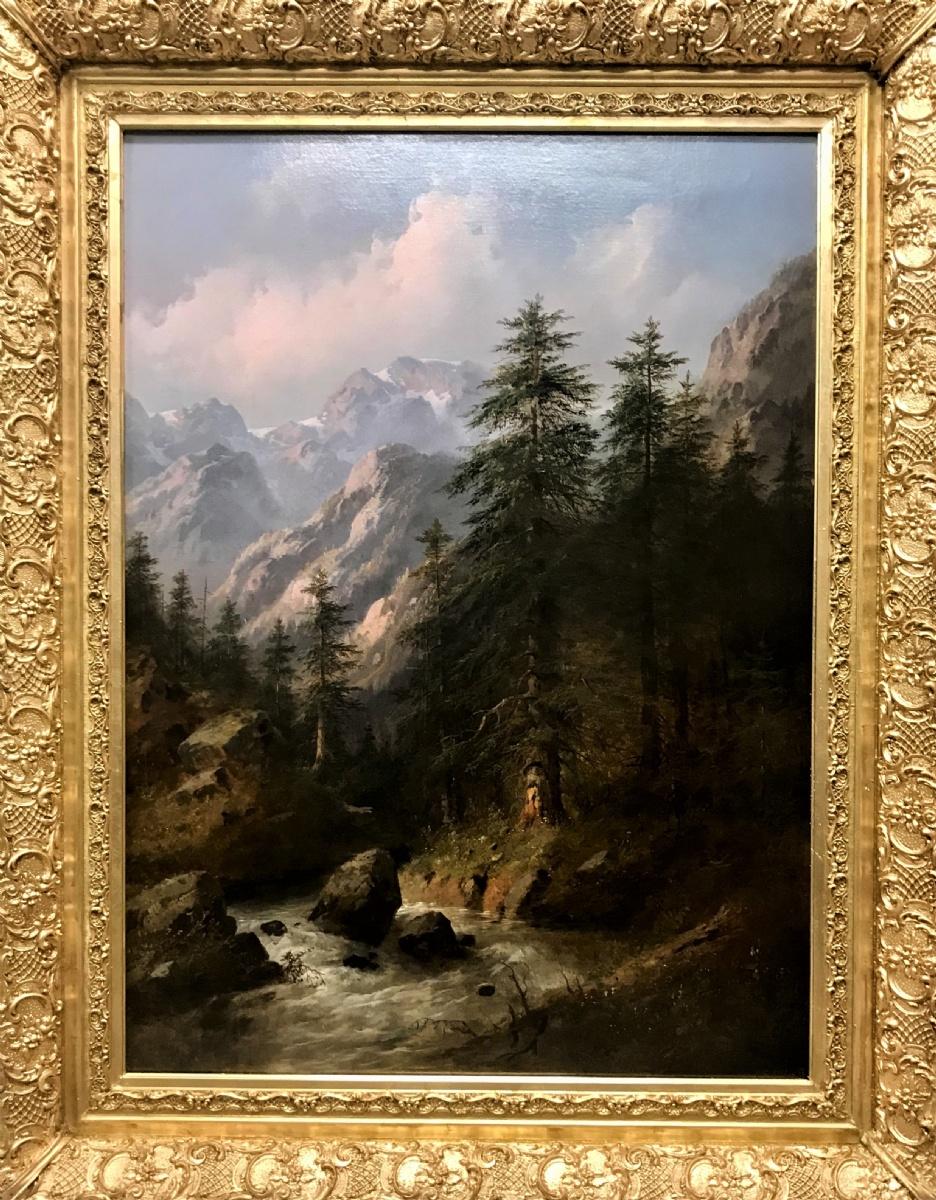 A Torrent in the Mountains. - Painting by Eduard Boehm