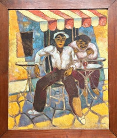 Eduard Braun "Two Men in Front of the Bar 1935" Berlin Expressionist