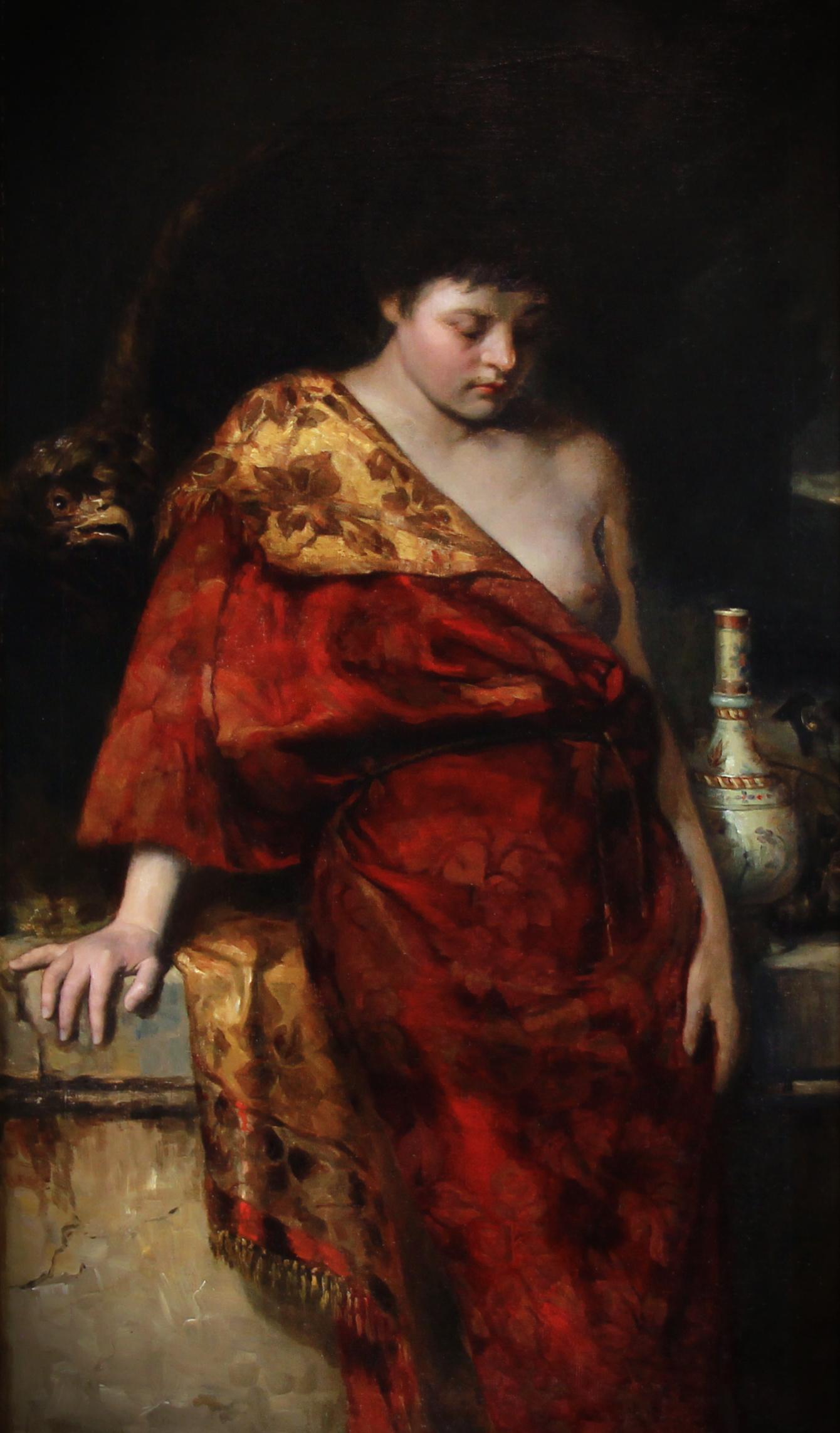 Hebe con Zeus desnudo mitológico por Eduard Buchler Siglo XIX en venta 1