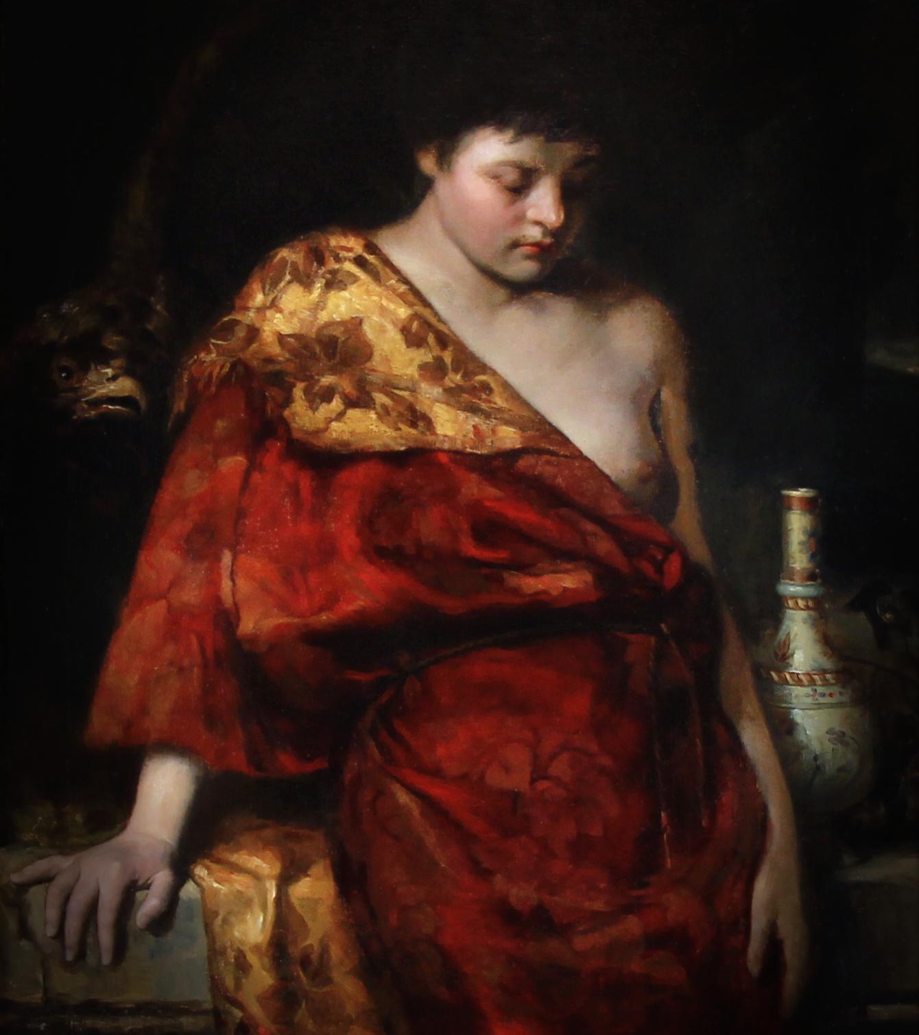 Hebe con Zeus desnudo mitológico por Eduard Buchler Siglo XIX en venta 2