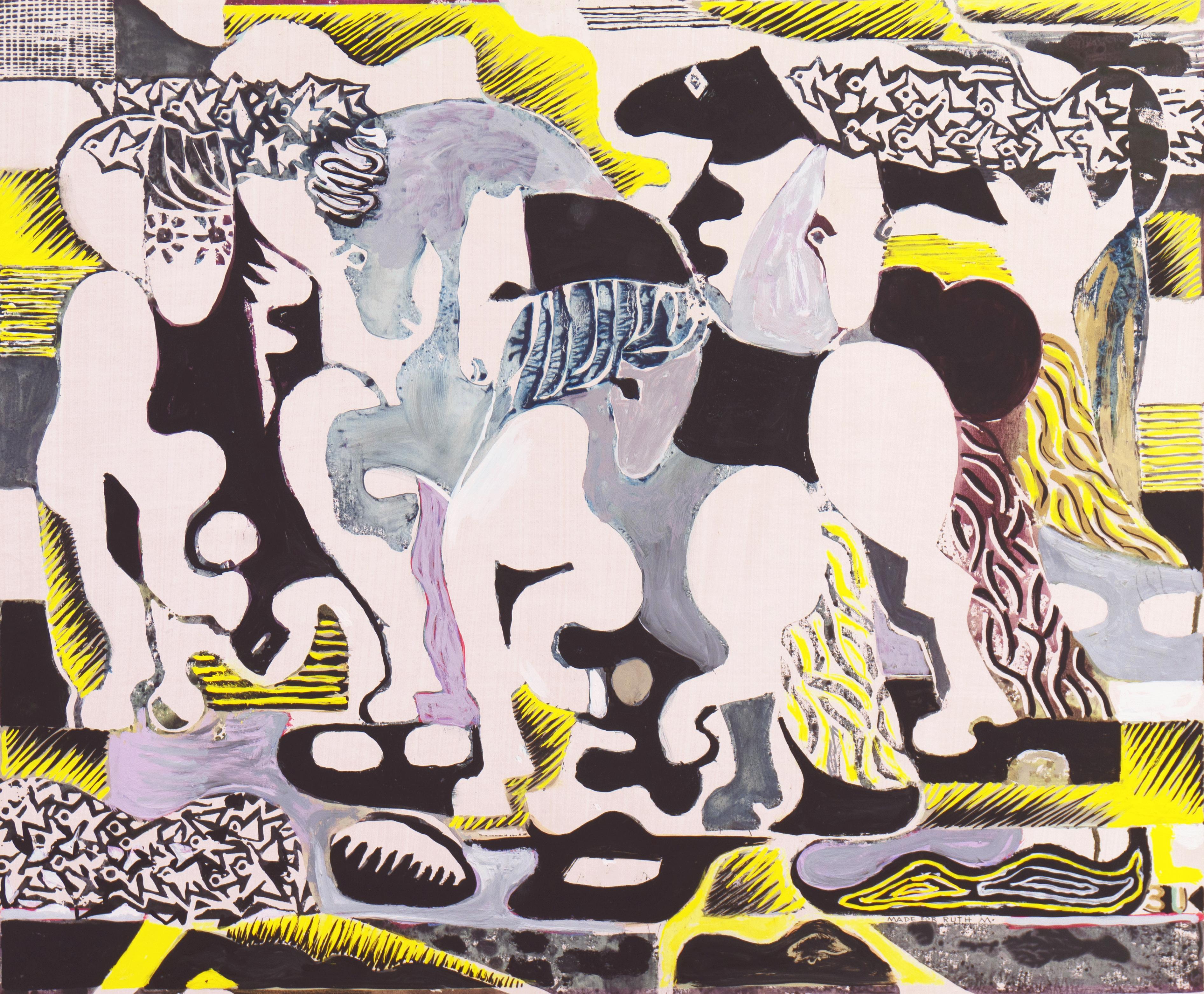 Eduard Buk Ulreich Animal Painting - 'Birds in Flight', Modernist Equestrian Gouache