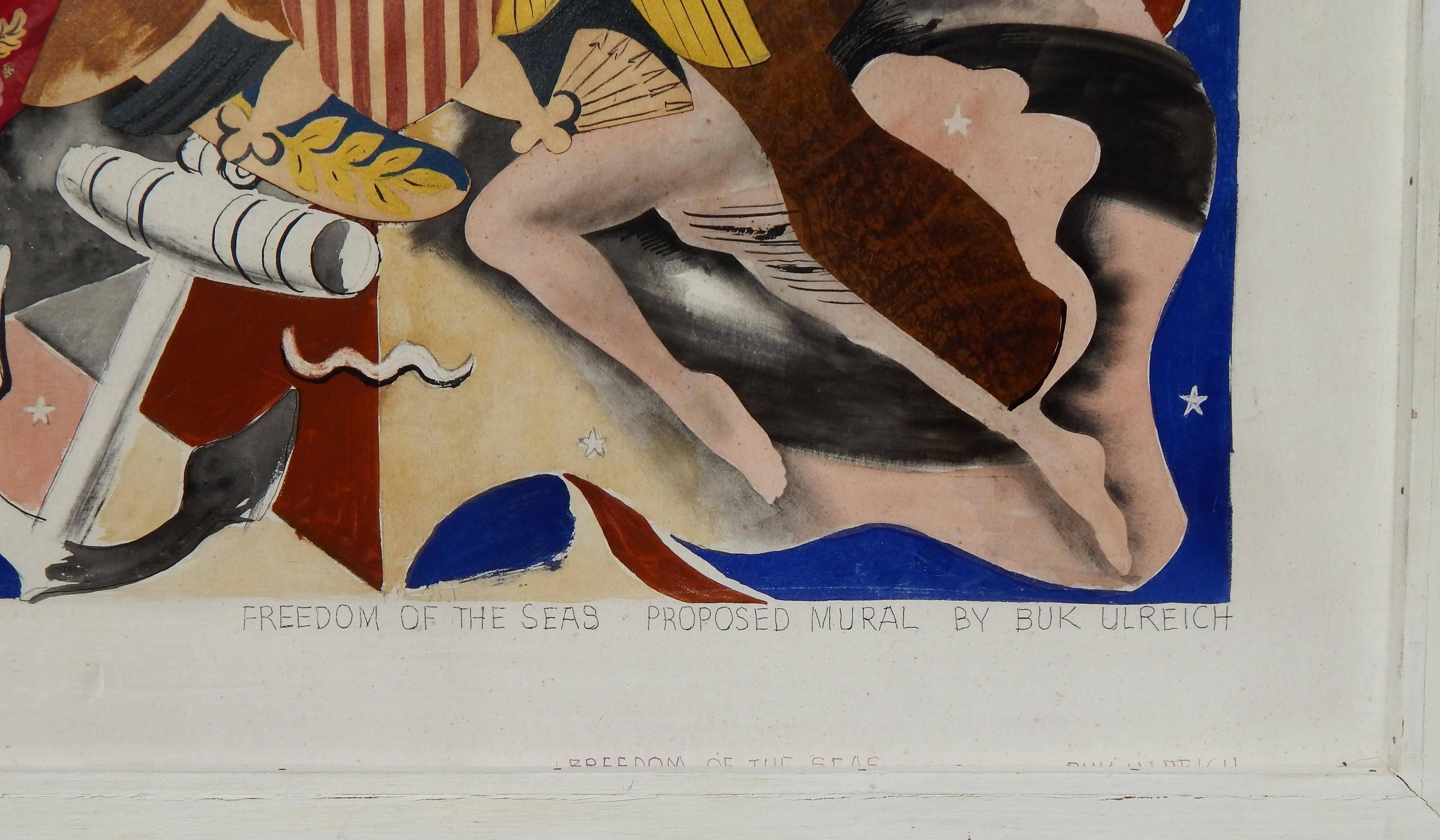 Eduard Buk Ulreich Artista de la WPA Mural propuesto, década de 1940, Libertad de los mares en venta 1