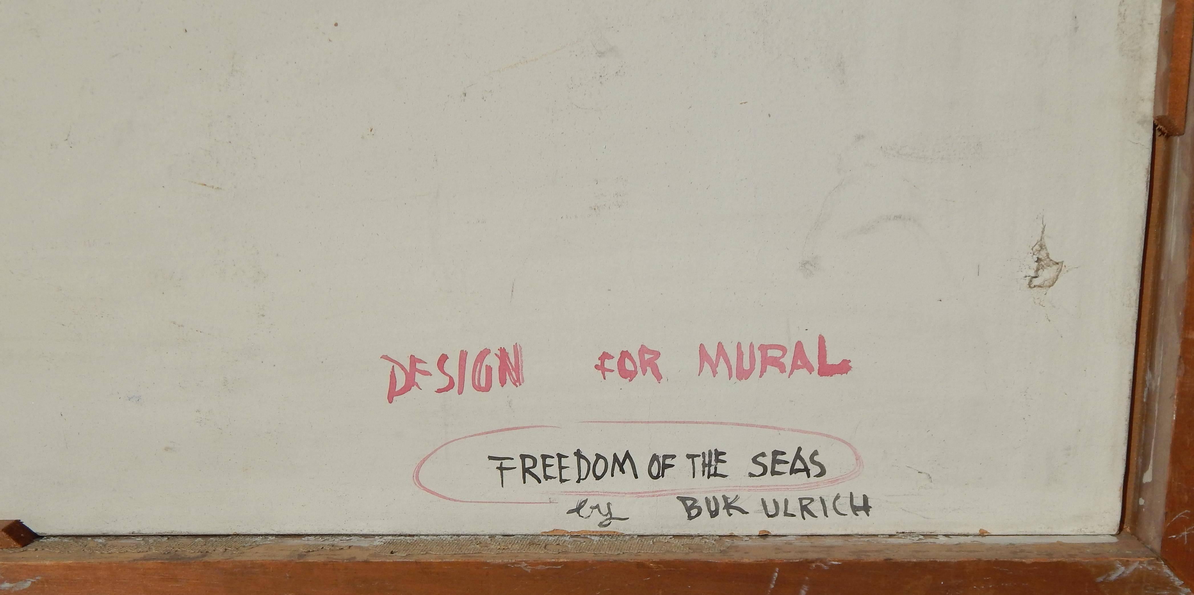 Eduard Buk Ulreich Artista de la WPA Mural propuesto, década de 1940, Libertad de los mares en venta 4
