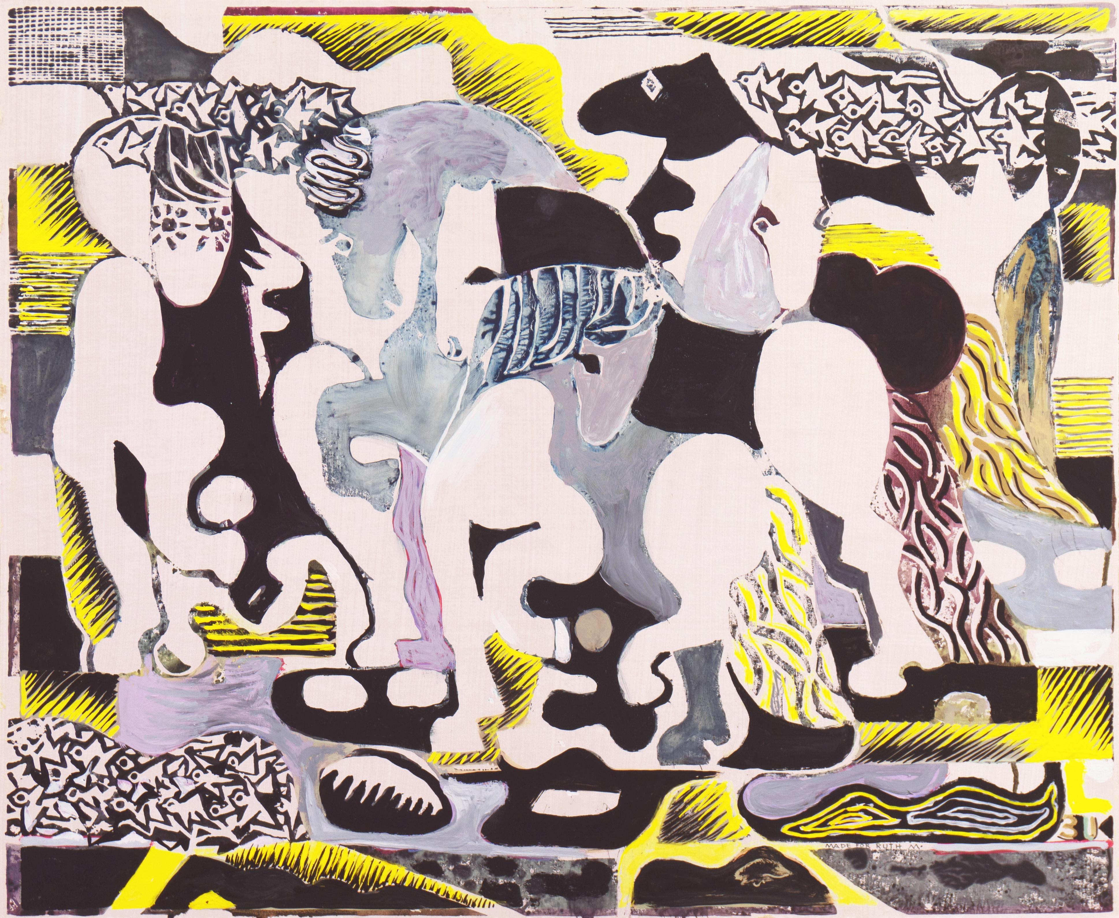 'Modernist Equestrian', WPA Murals, Kansas City Art Institute, PAFA, Horses - Painting by Eduard Buk Ulreich