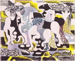 Modernist Equestrian", Murales de la WPA, Instituto de Arte de Kansas City, PAFA, Caballos