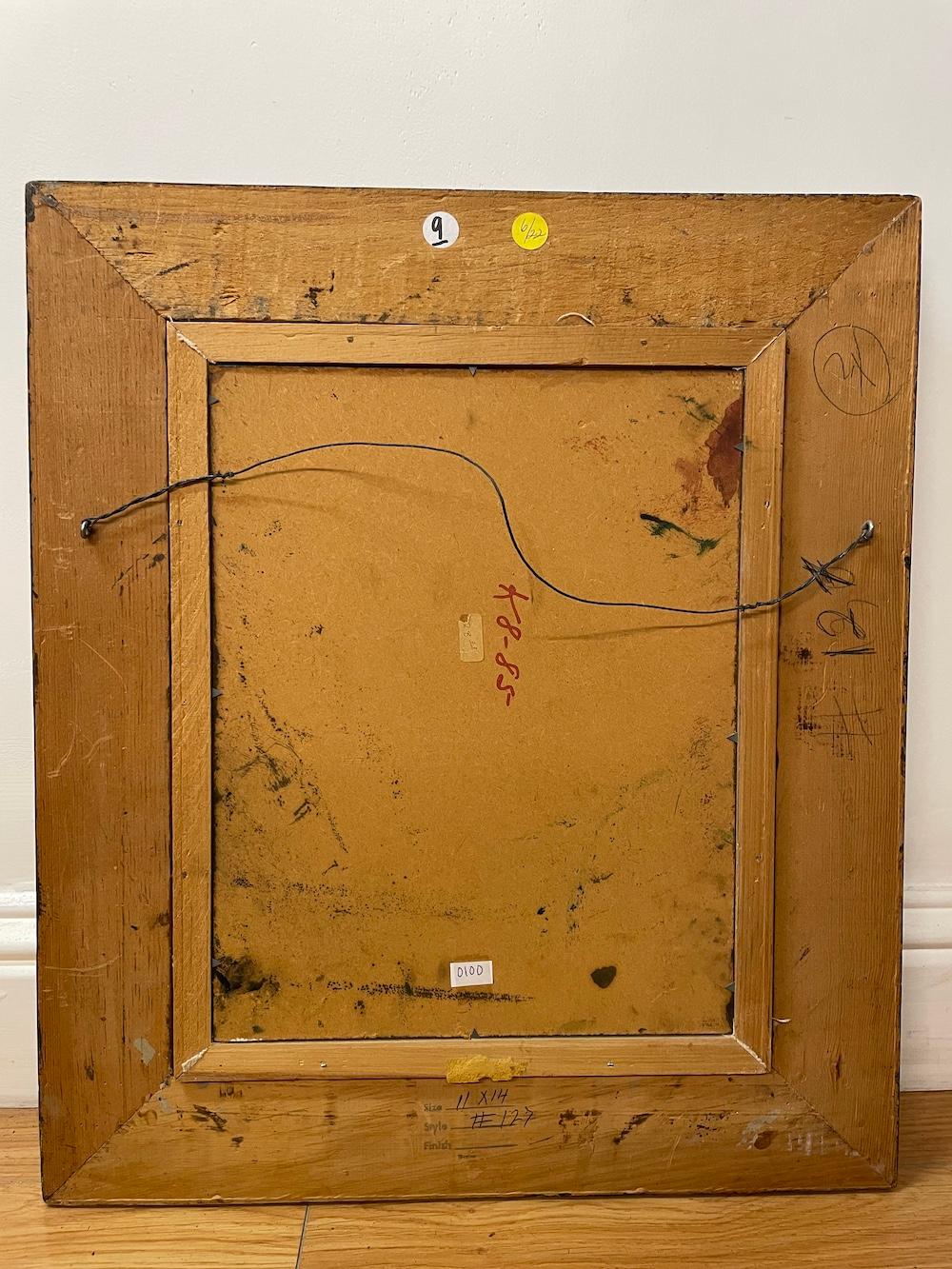 La tenue paleta de los árboles del sujeto los sitúa sobre un fondo de amarillo pálido a ámbar para conseguir un efecto sorprendente que recuerda al amanecer. El artista Eduard Caret nació en Pont-Aven, en la región de Bretaña, Francia, en 1910.