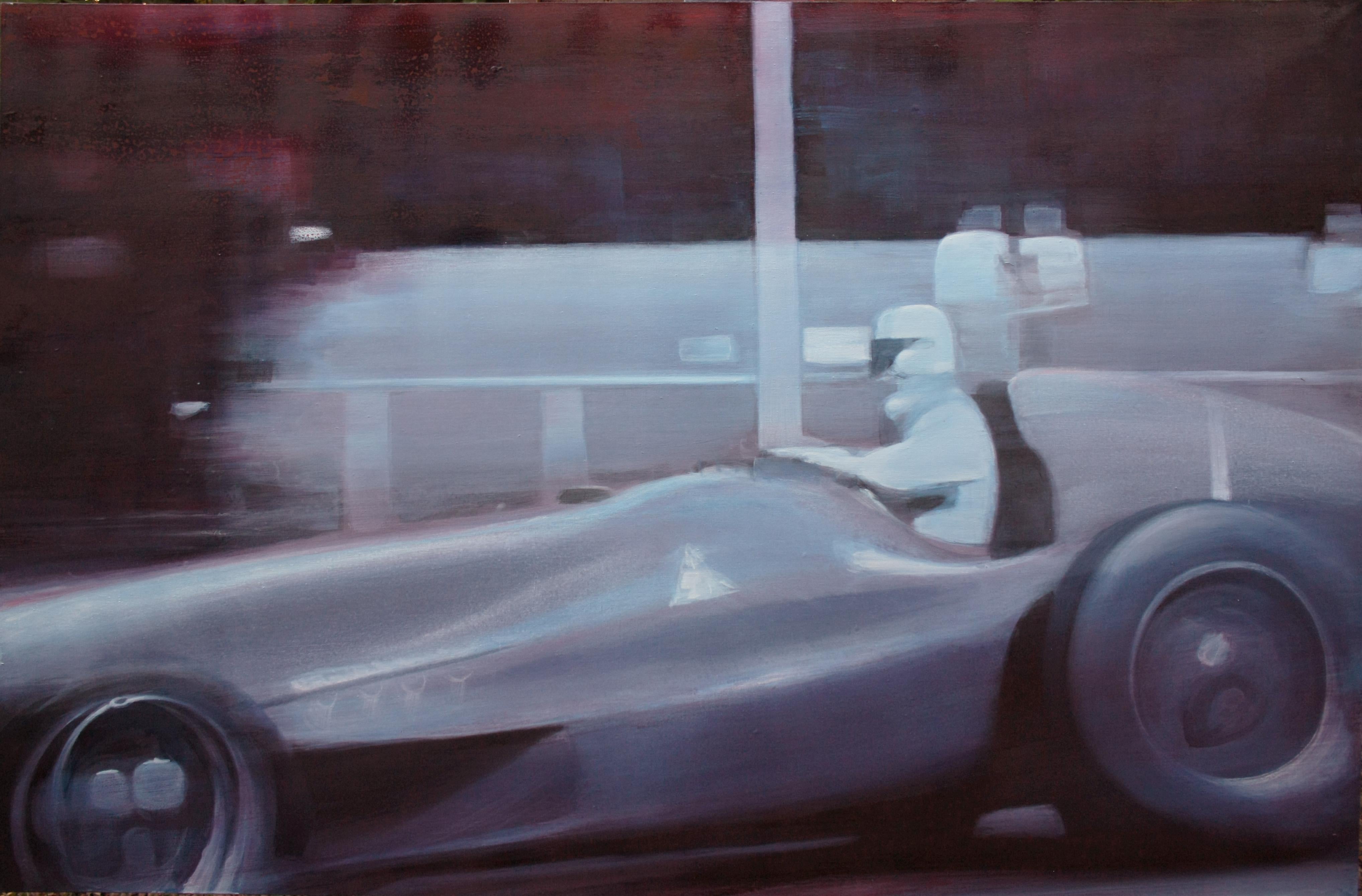 Artificial aging technique, oil & tempera on canvas 
Motion 16 is referred to second FIA Formula 1 World Championship for Drivers. The race was held at Spa-Francorchamps in Belgium in 1951. Emilio Giuseppe Farina was driving an Alfa Romeo. The image