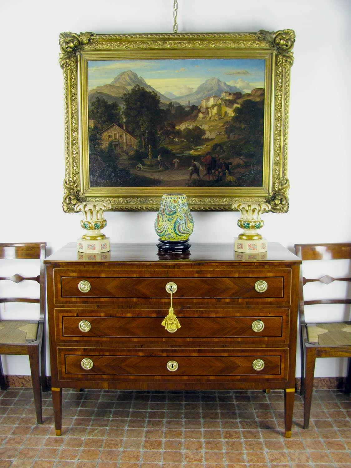 Eduard Cohen Paesaggio di Montagna con Giocatori di Bocce Firmato e Datato 1866 in vendita 9