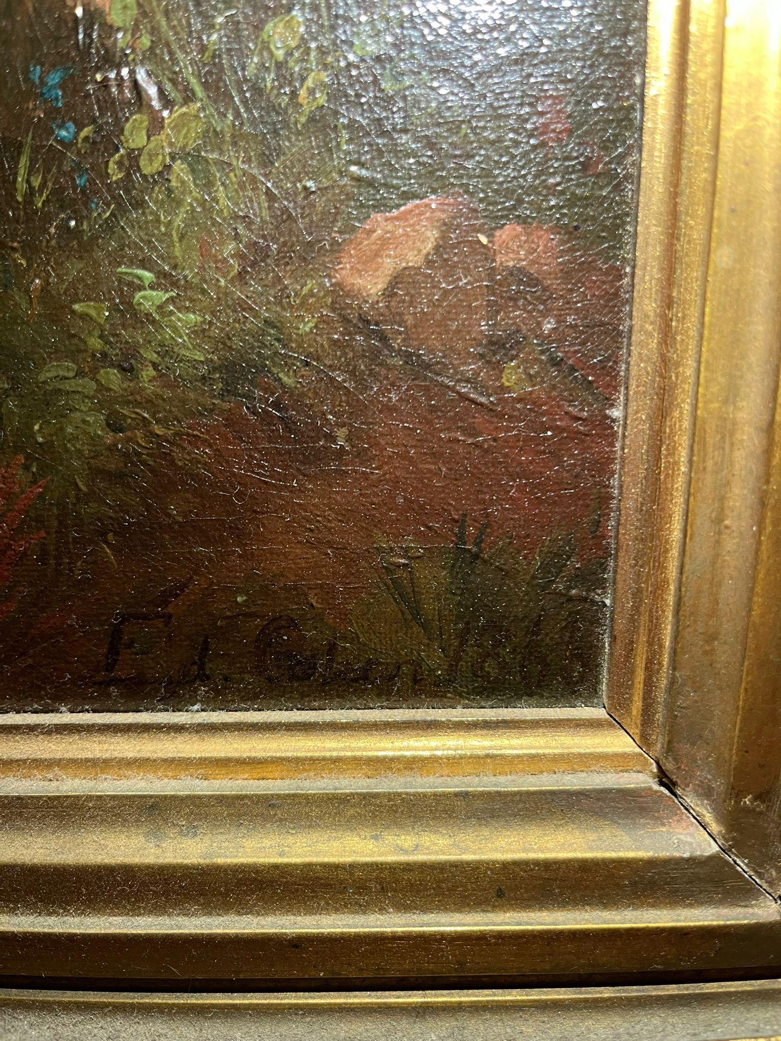 Eduard Cohen Paisaje montañoso con jugadores de bolos Firmado y fechado en 1866 en venta 10