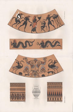 Antike griechische Vasenmalerei, archäologische Lithographie, um 1850