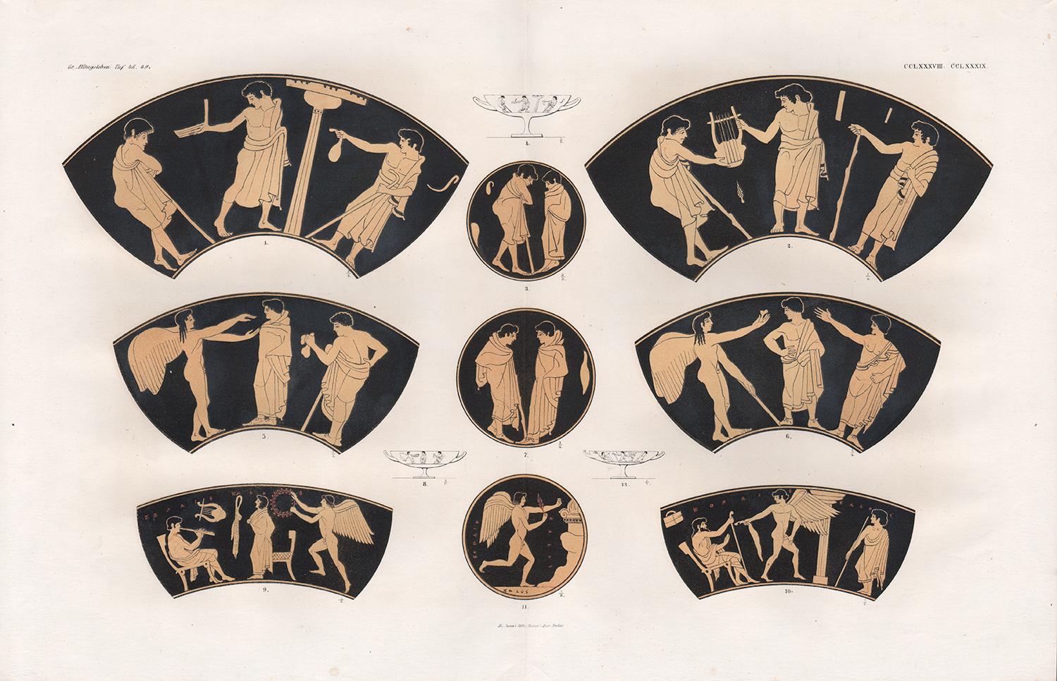 Eduard Gerhard Figurative Print – Antike griechische Vasenmalerei, archäologische Lithographie, um 1850