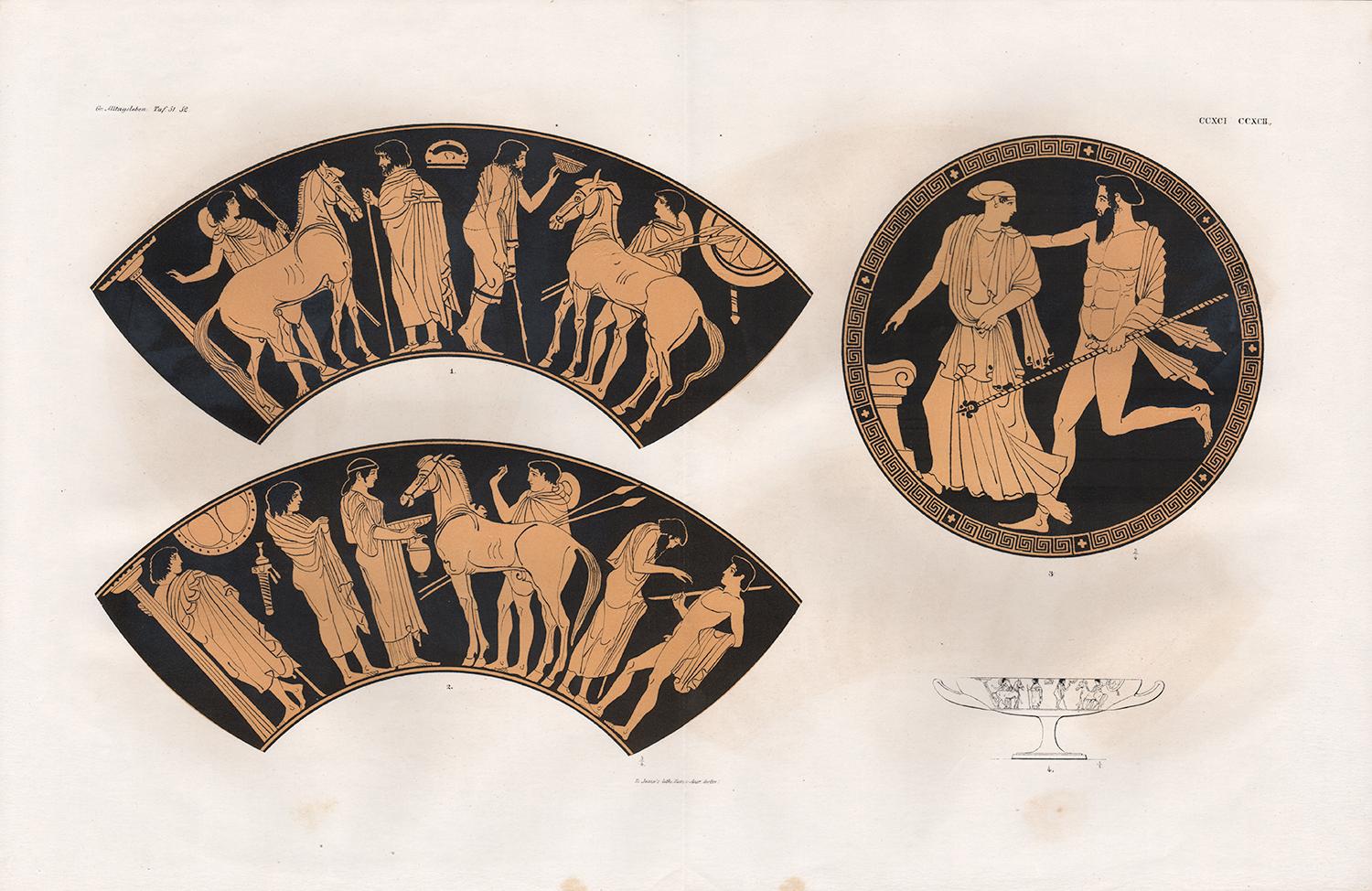 Eduard Gerhard Figurative Print - Classical Greek Vase-Painting Archaeological Lithograph, circa 1850