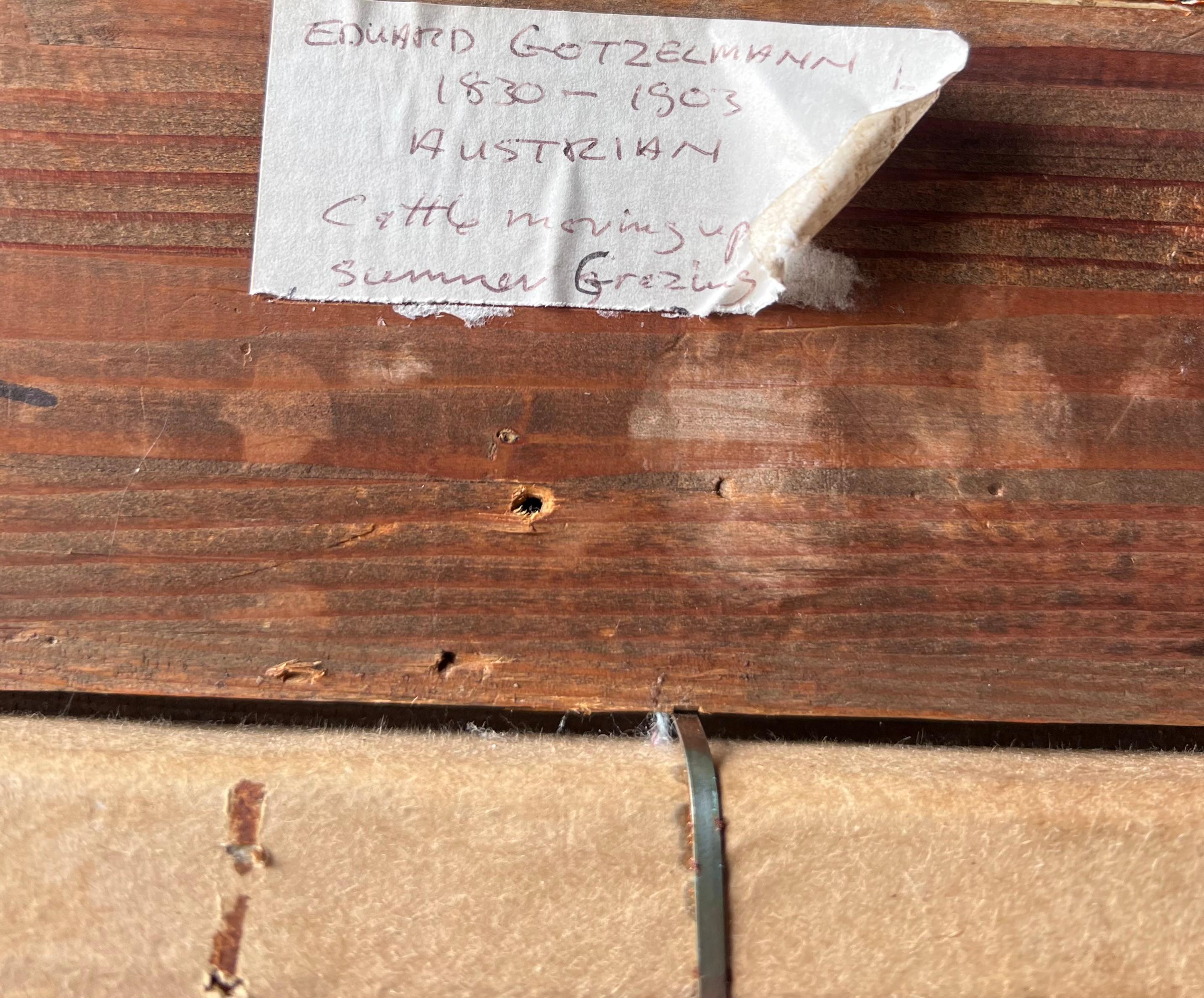 Feine 19. Jahrhundert große österreichische signiert Ölgemälde Rinder & Pferde Pastoral im Angebot 4