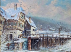 Deutsche Winterlandschaft mit einer Mühle