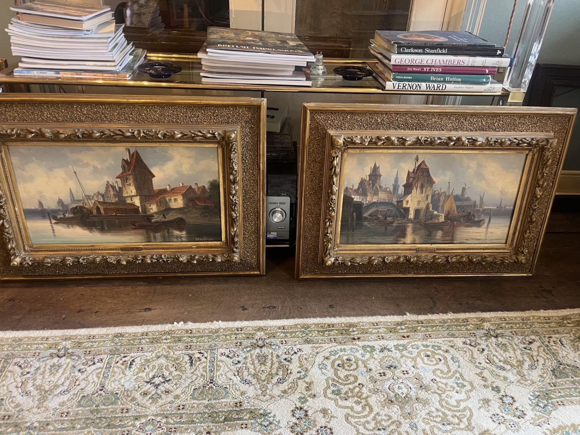 Nineteenth Century Victorian Dutch River Harbour Scene with Boats and Buildings For Sale 6