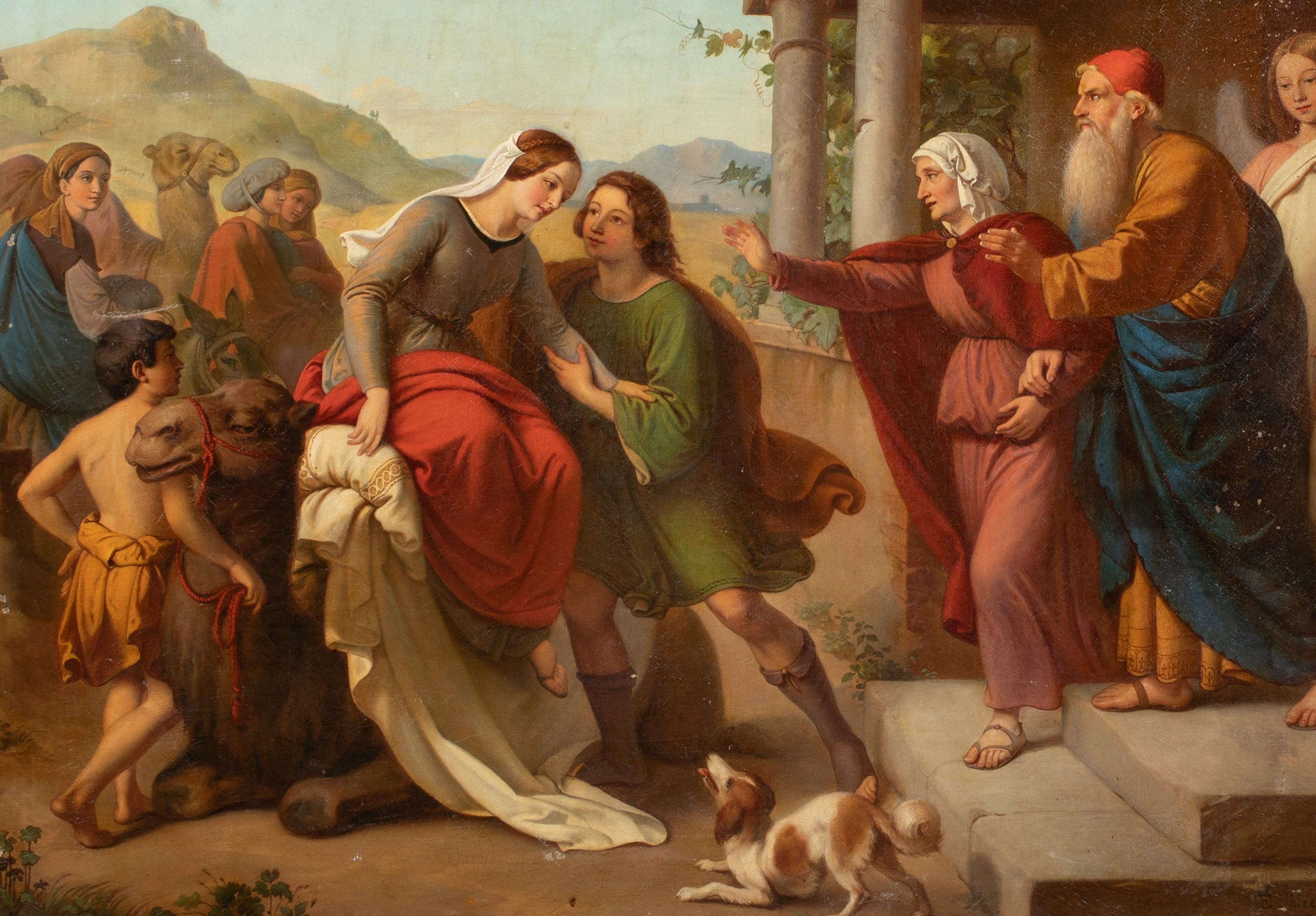 Tobias and Sarah at The House Of Father Tobit, 19th Century - Painting by Eduard Johann Ihlee