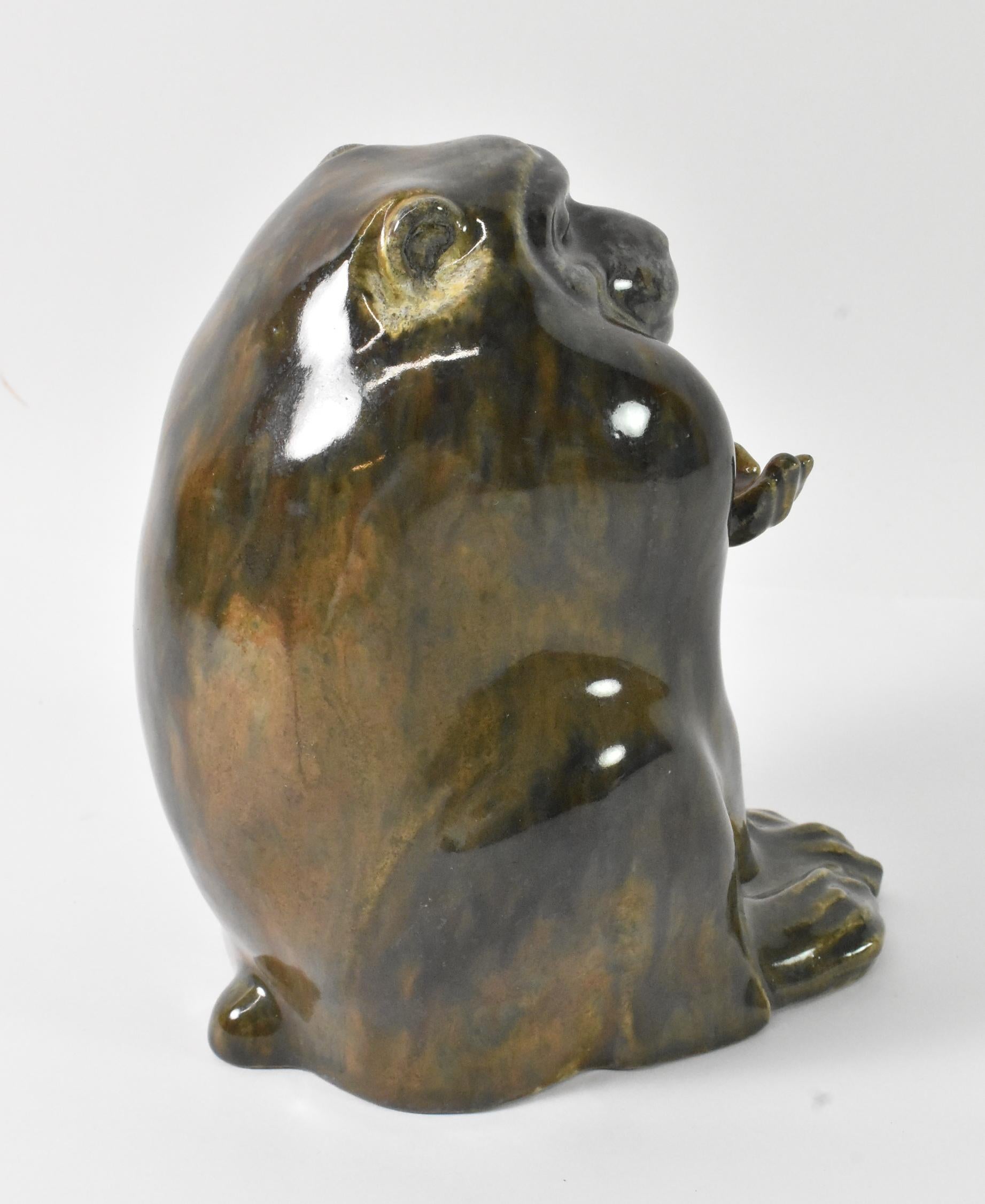 European Eduard Klablena Ceramic Sitting Baboon Circa 1918 For Sale