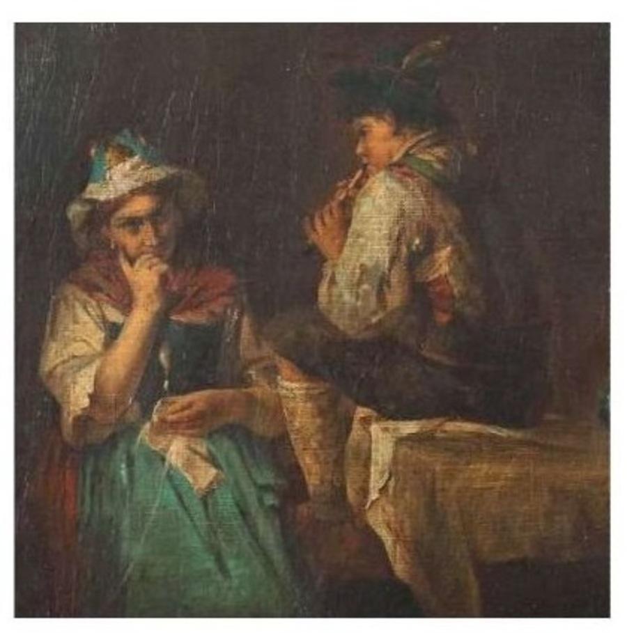 Kurzbauer Eduard (1840 - 1879)+ Óleo sobre lienzo La serenata - Painting de Eduard Kurzbauer