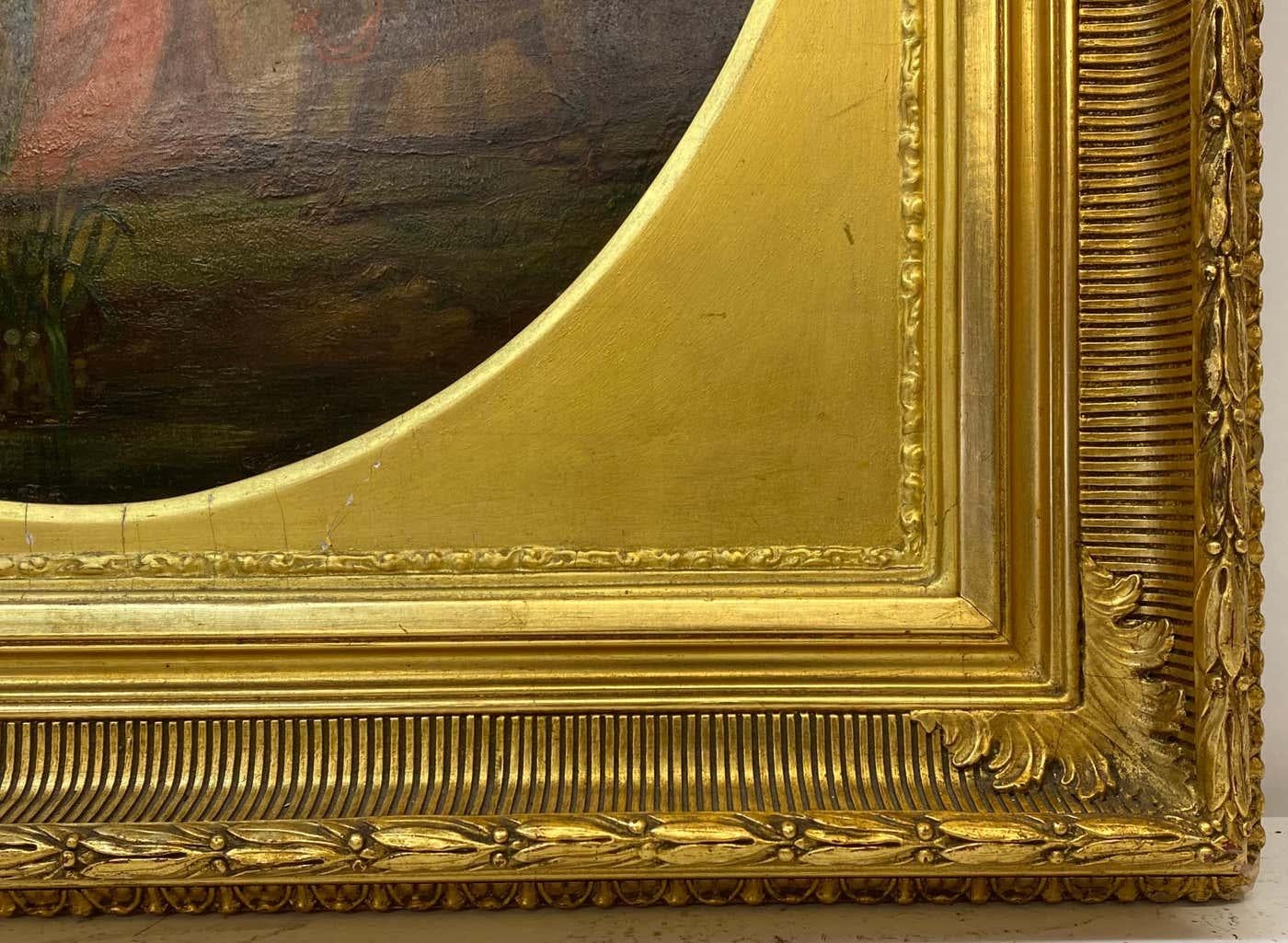 Portrait à l'huile du 19e siècle de deux sœurs avec leur chien en vente 2