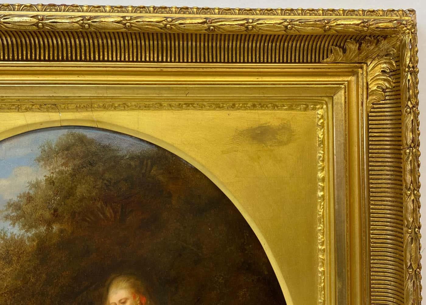Portrait à l'huile du 19e siècle de deux sœurs avec leur chien en vente 3