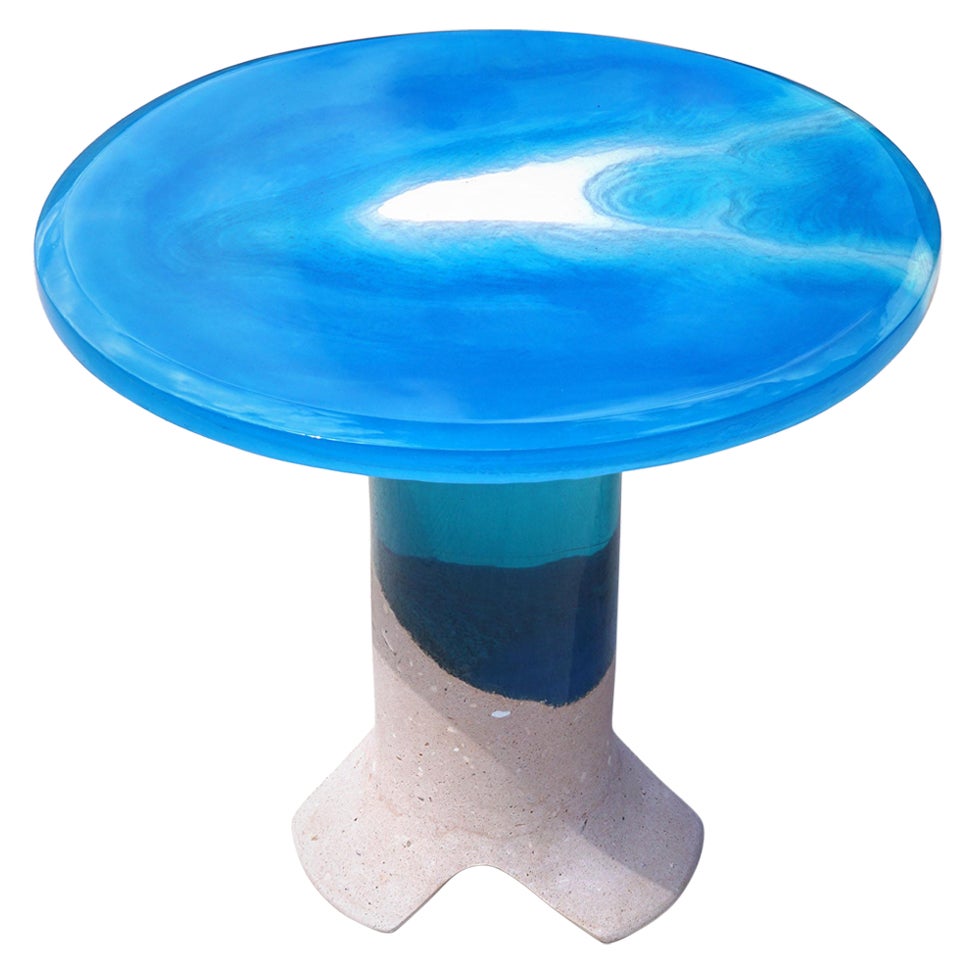 Table personnalisable Eduard Locota en marbre et verre acrylique
