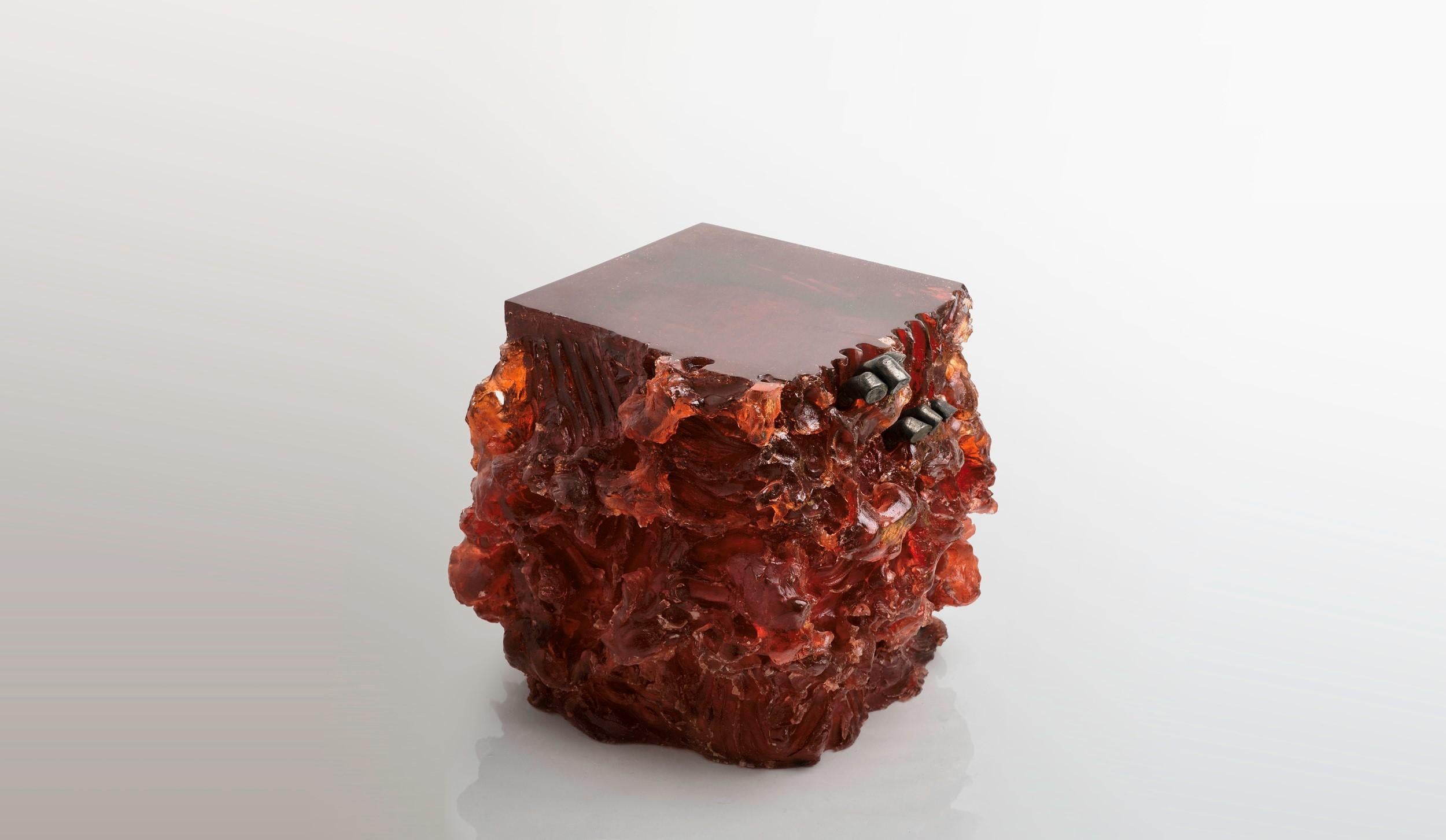 Materiality Vol. 1: Side Table & Stool by Eduard Locota. Acrylic Glass & Bronze For Sale 5