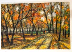 Amber Grove Landschaft Impressionismus Original Ölgemälde bereit zum Hängen, Amber Grove