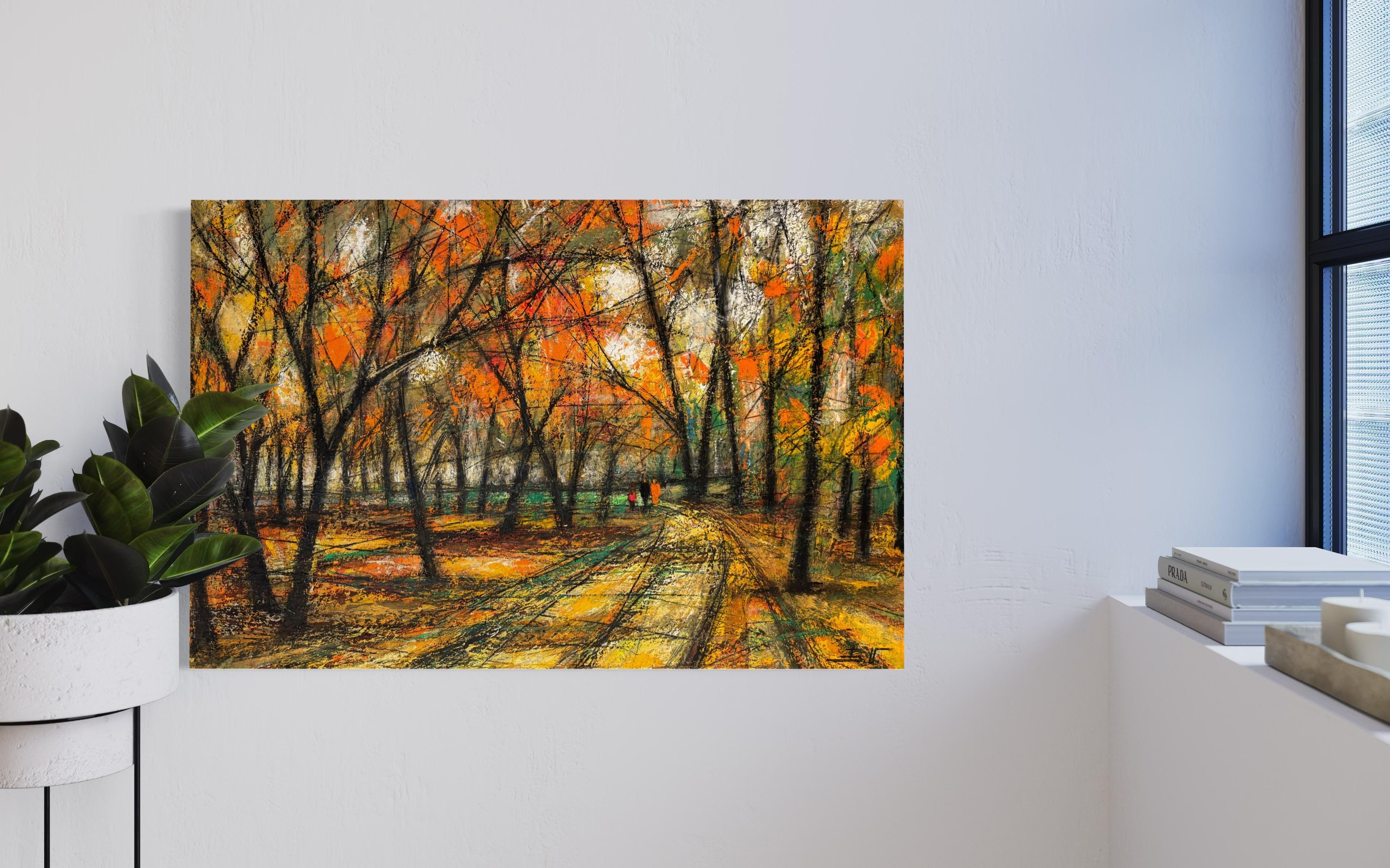 Artist: Eduard Matevosyan
Work: Original Oil Painting, Handmade Artwork, One of a Kind 
Medium: Oil on Panel
Year: 2025
Style: Impressionism, 
Title: Amber Grove,
Size: 25.5