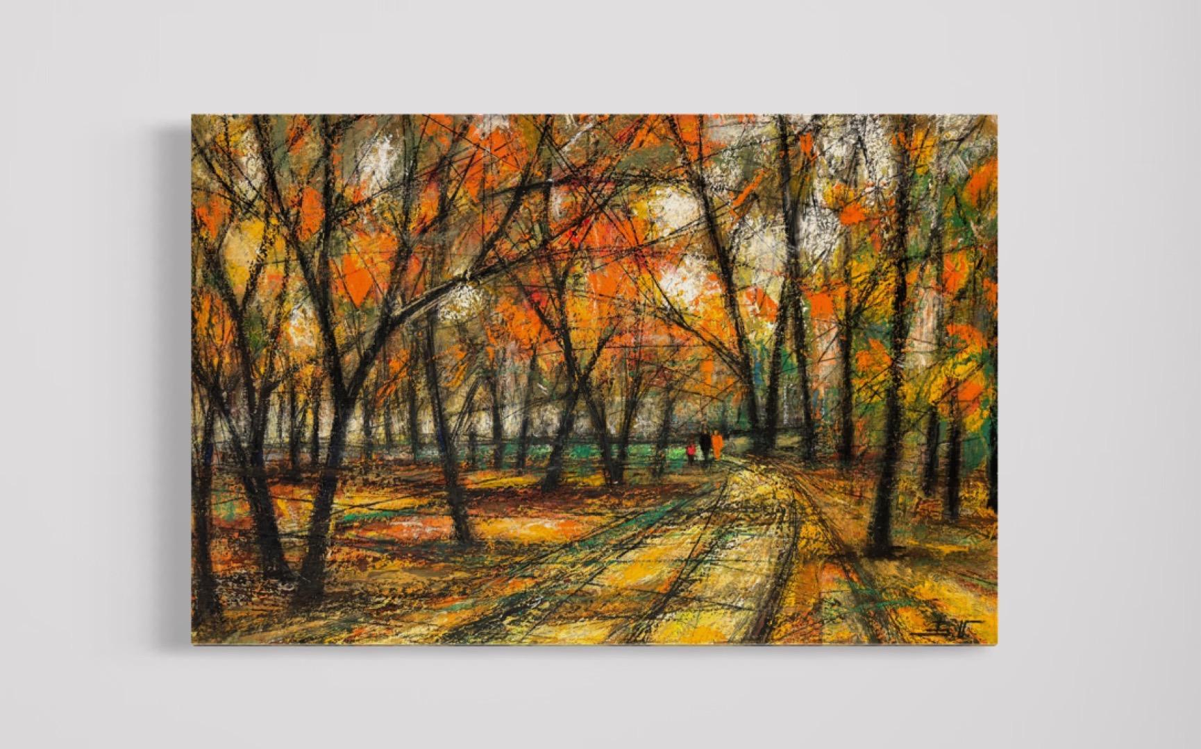 Amber Grove Landscape Impressionism Original oil Painting Ready to Hang For Sale 2
