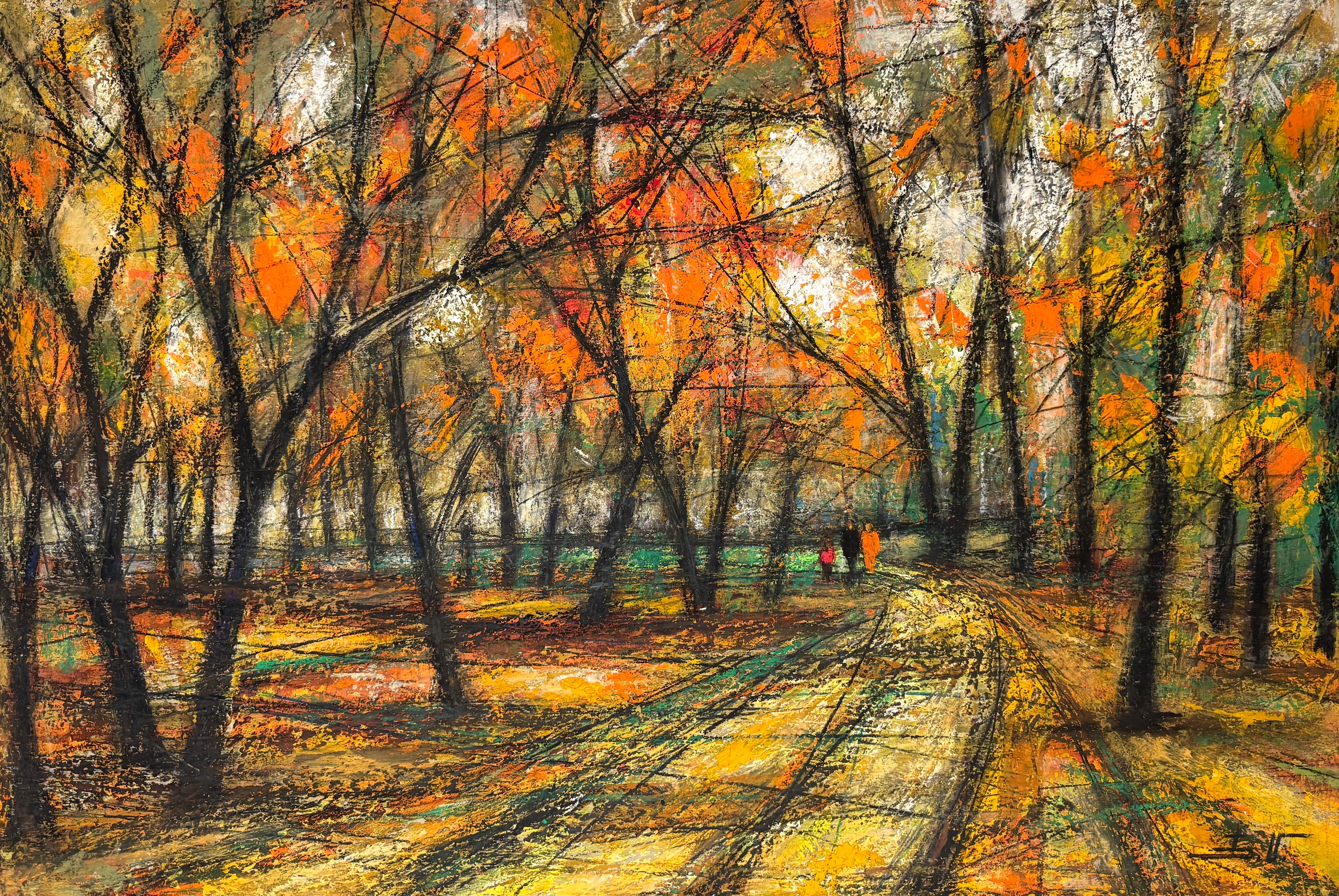 Eduard Matevosyan Landscape Painting - Amber Grove Landscape Impressionism Original oil Painting Ready to Hang
