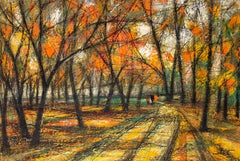 Amber Grove Landscape Impressionism Original oil Painting Ready to Hang