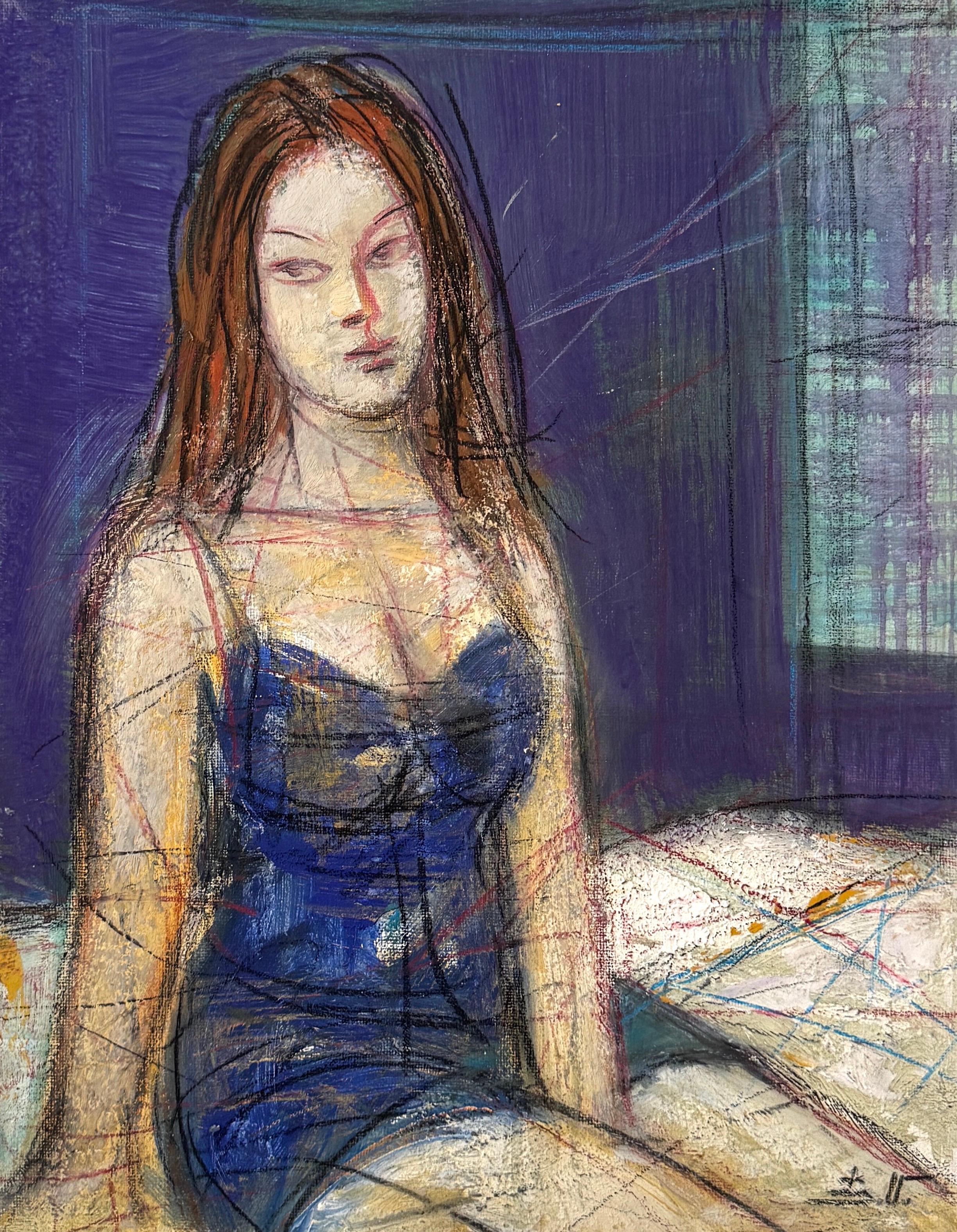 Landscape Painting Eduard Matevosyan - Amelia Women Contemporary Art - Peinture à l'huile originale unique en son genre