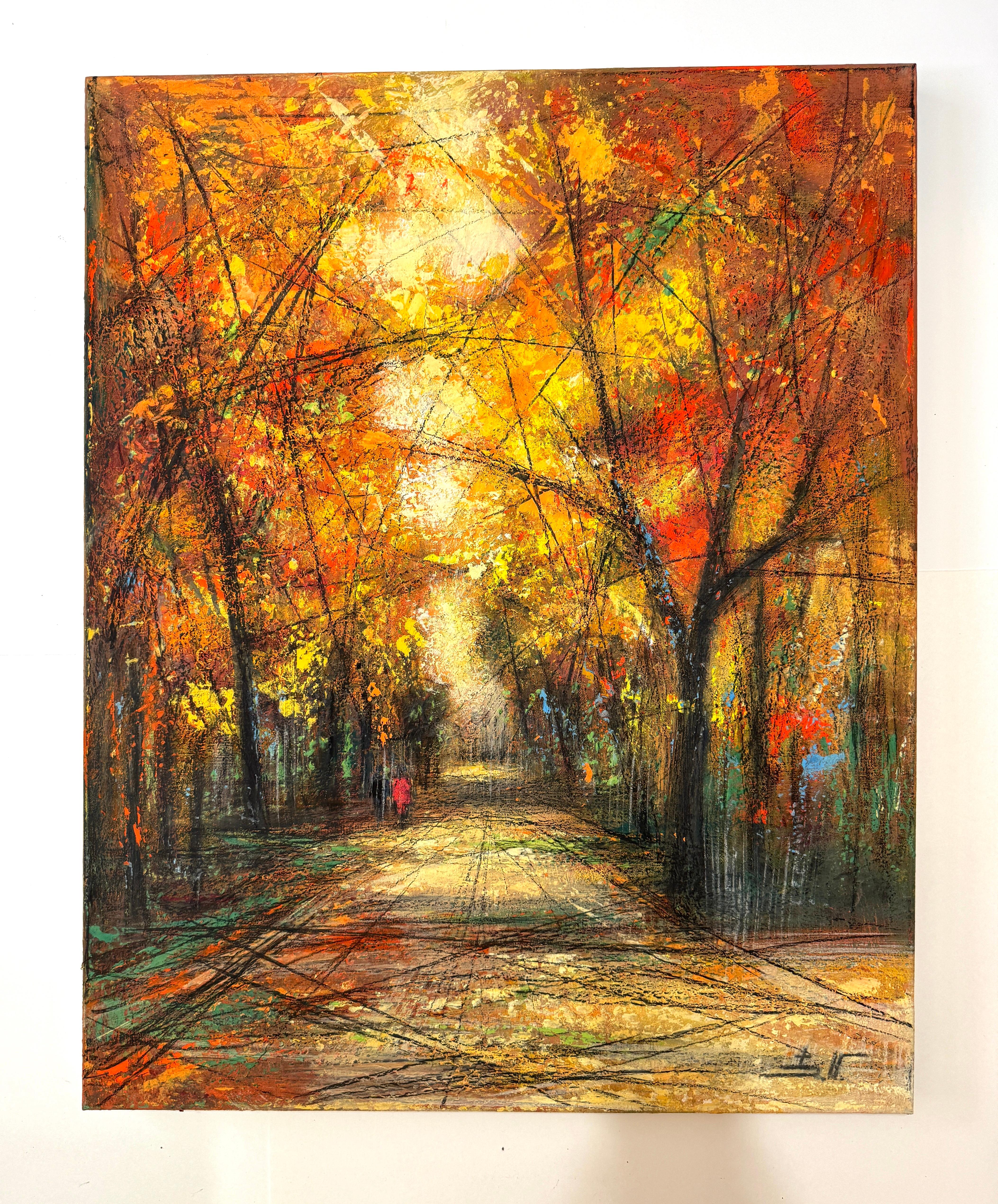 Autumn Palette Landscape Impressionism Original oil Painting Ready to Hang - Brown Landscape Painting by Eduard Matevosyan