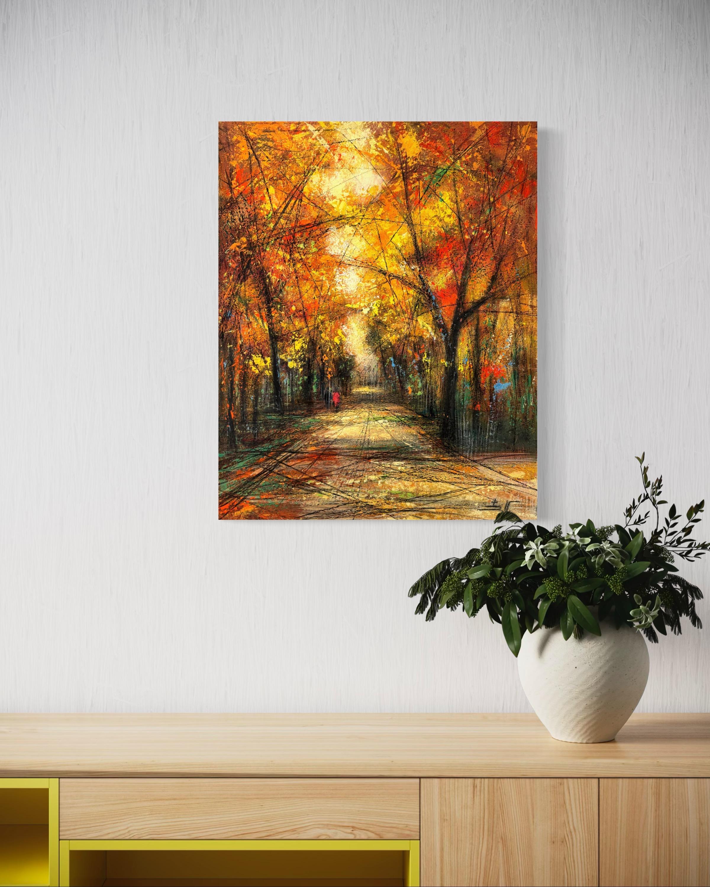 Autumn Palette Landscape Impressionism Original oil Painting Ready to Hang For Sale 2