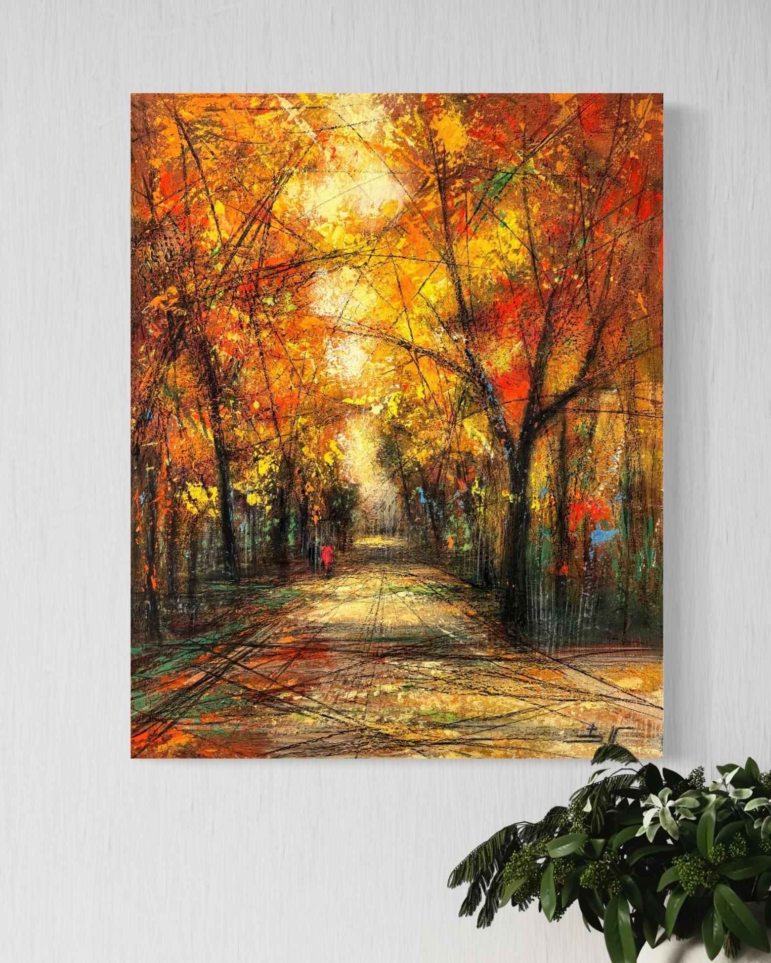Autumn Palette Landscape Impressionism Original oil Painting Ready to Hang For Sale 3