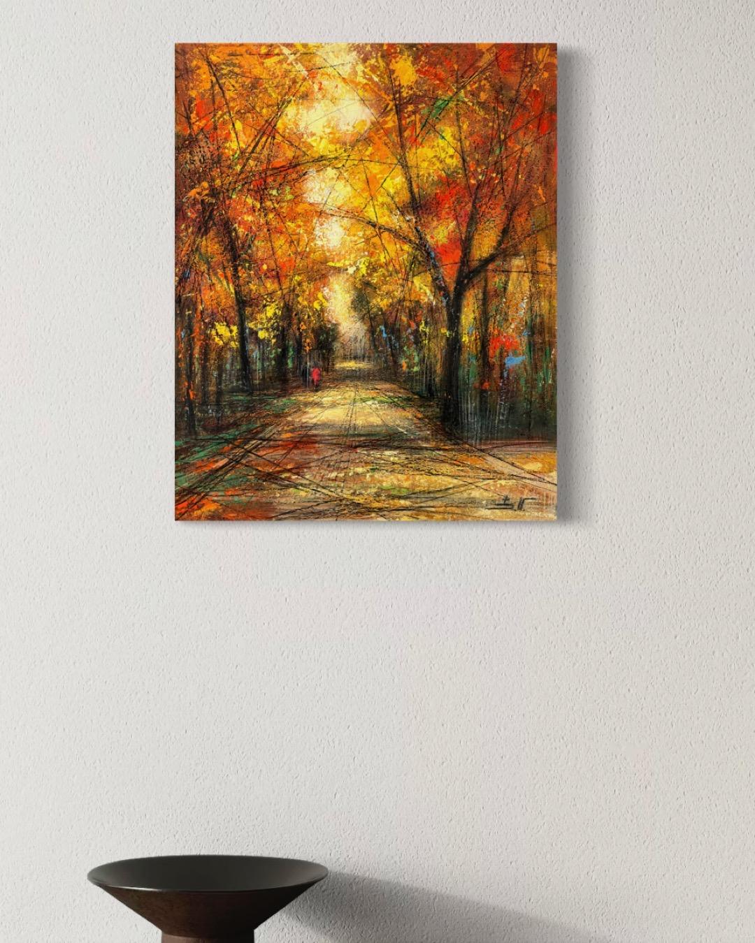 Autumn Palette Landscape Impressionism Original oil Painting Ready to Hang For Sale 4