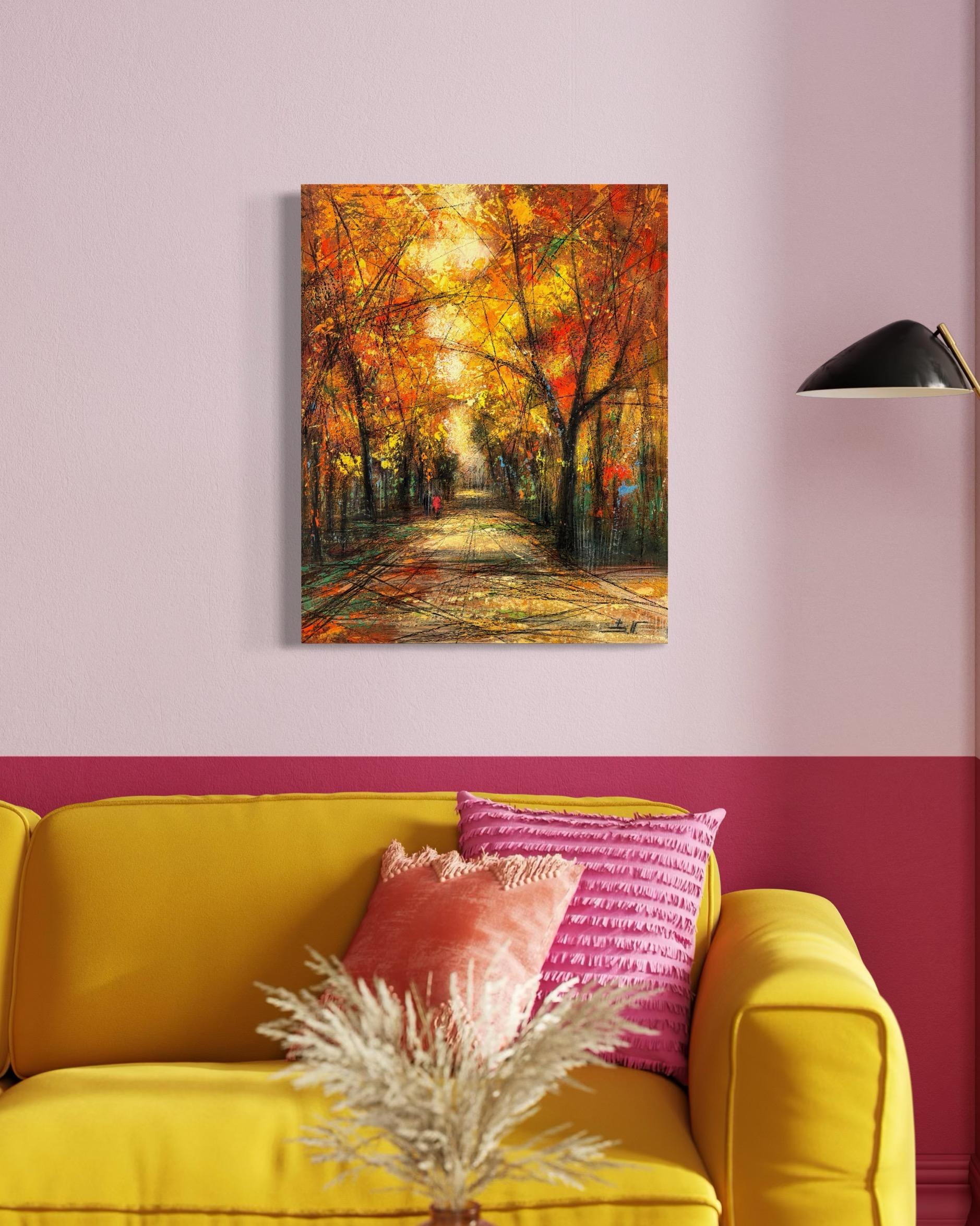 Autumn Palette Landscape Impressionism Original oil Painting Ready to Hang For Sale 5