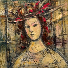 Blooming with Grace Portrait de femme Peinture à l'huile originale prête à être accrochée